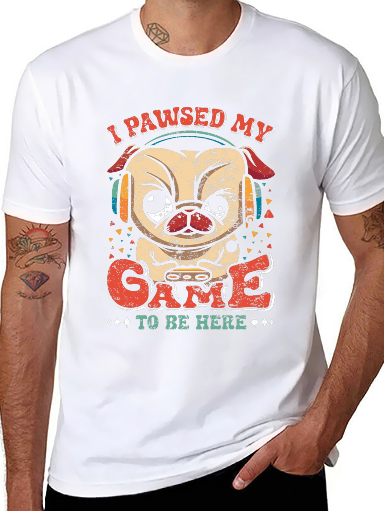 Funny Gamer Pug T-Shirt - I Paused My Game