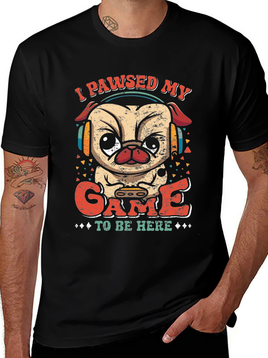 Funny Gamer Pug T-Shirt - I Paused My Game