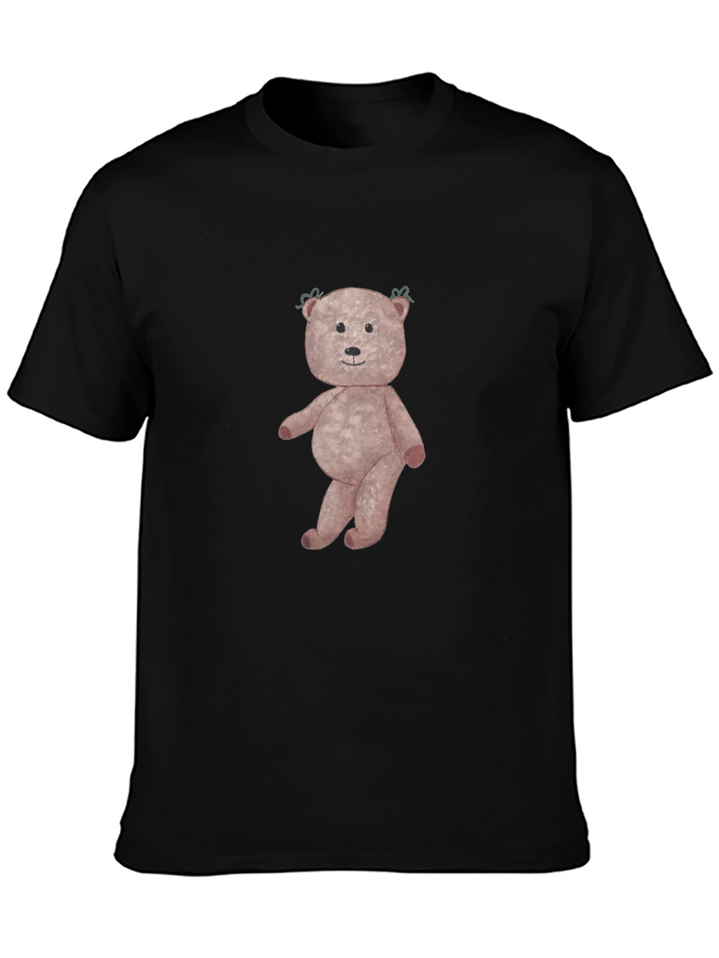 Mens Black Teddy Bear Graphic T-Shirt