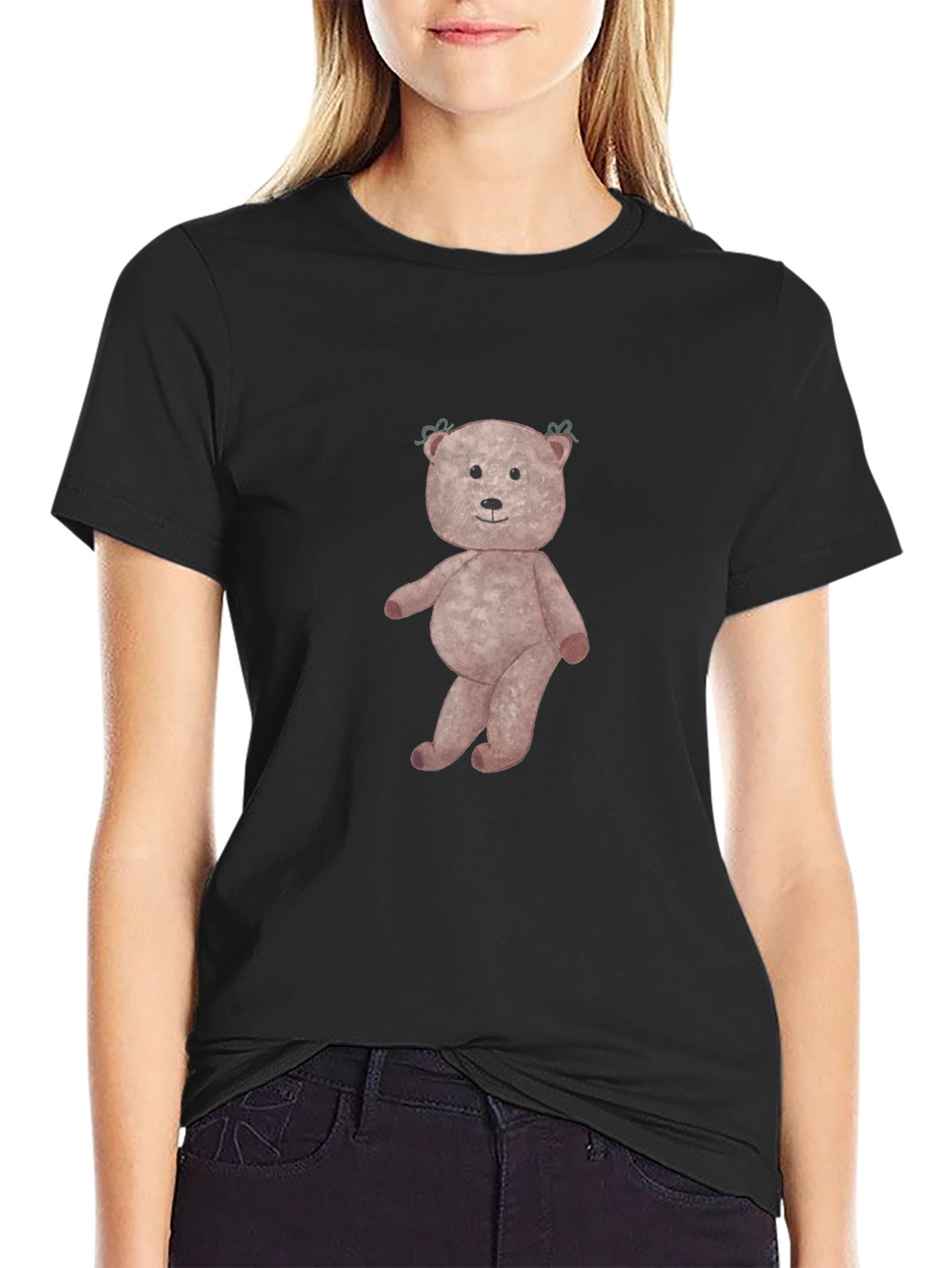 Mens Black Teddy Bear Graphic T-Shirt