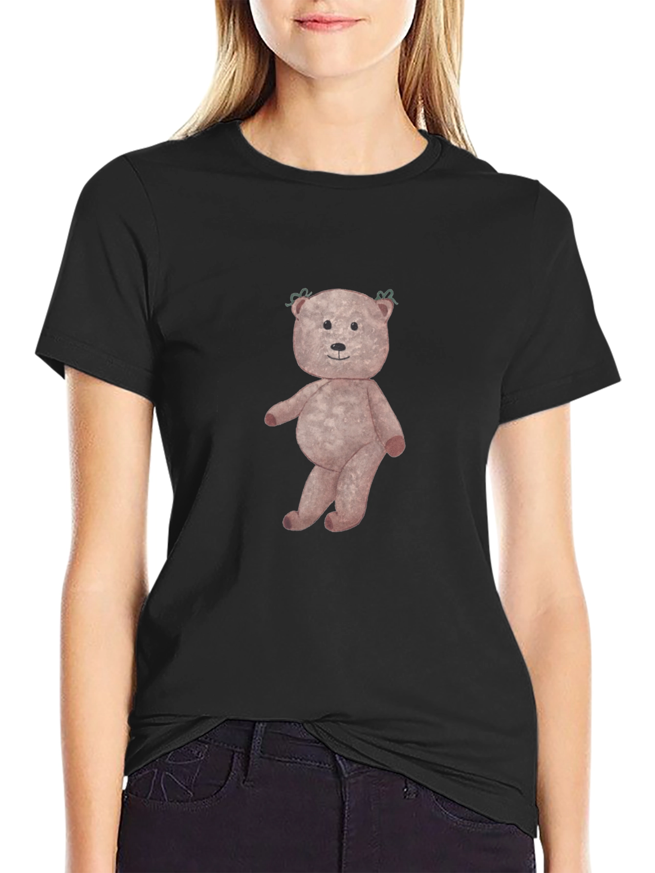 Mens Black Teddy Bear Graphic T-Shirt