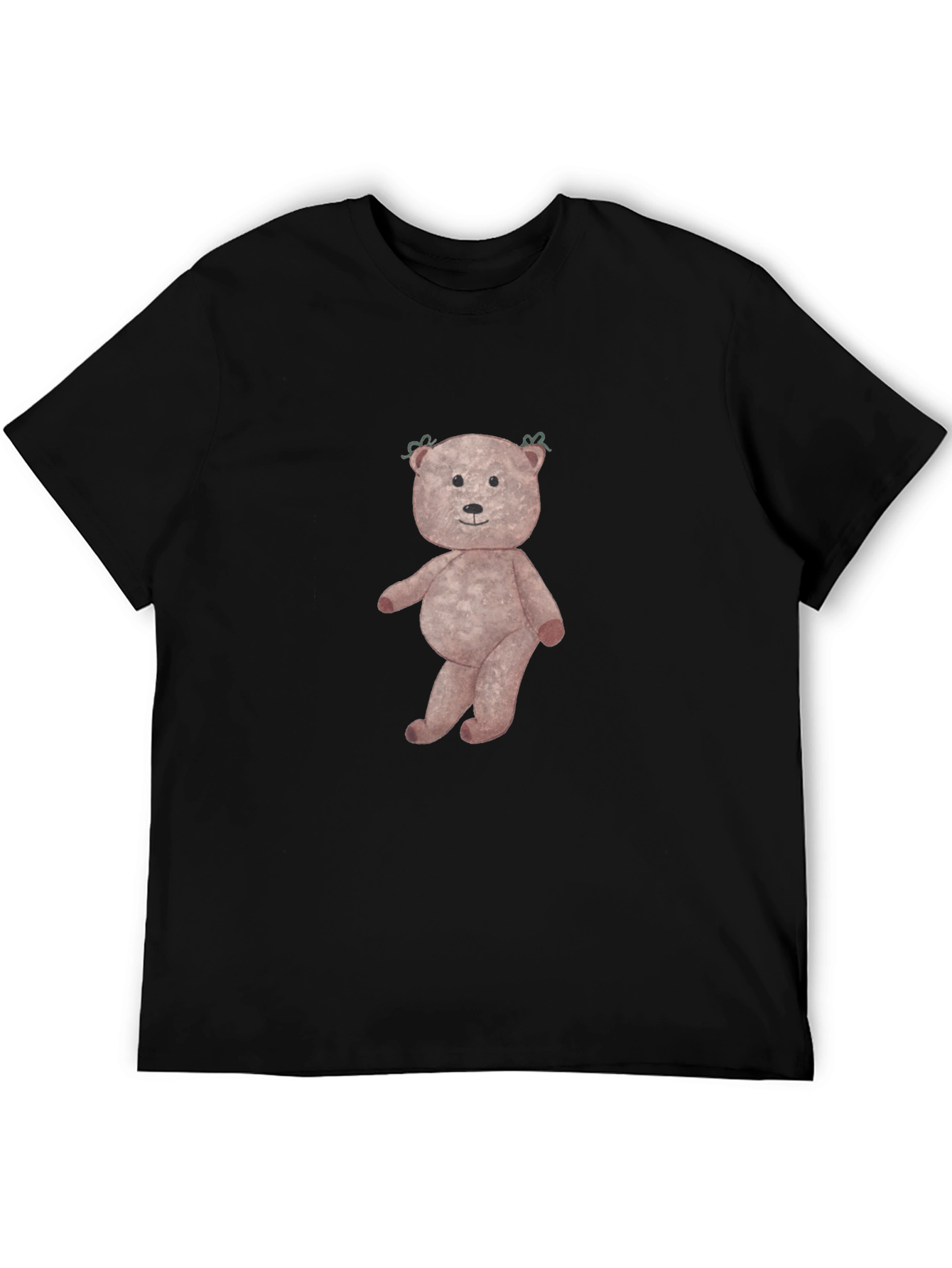 Mens Black Teddy Bear Graphic T-Shirt