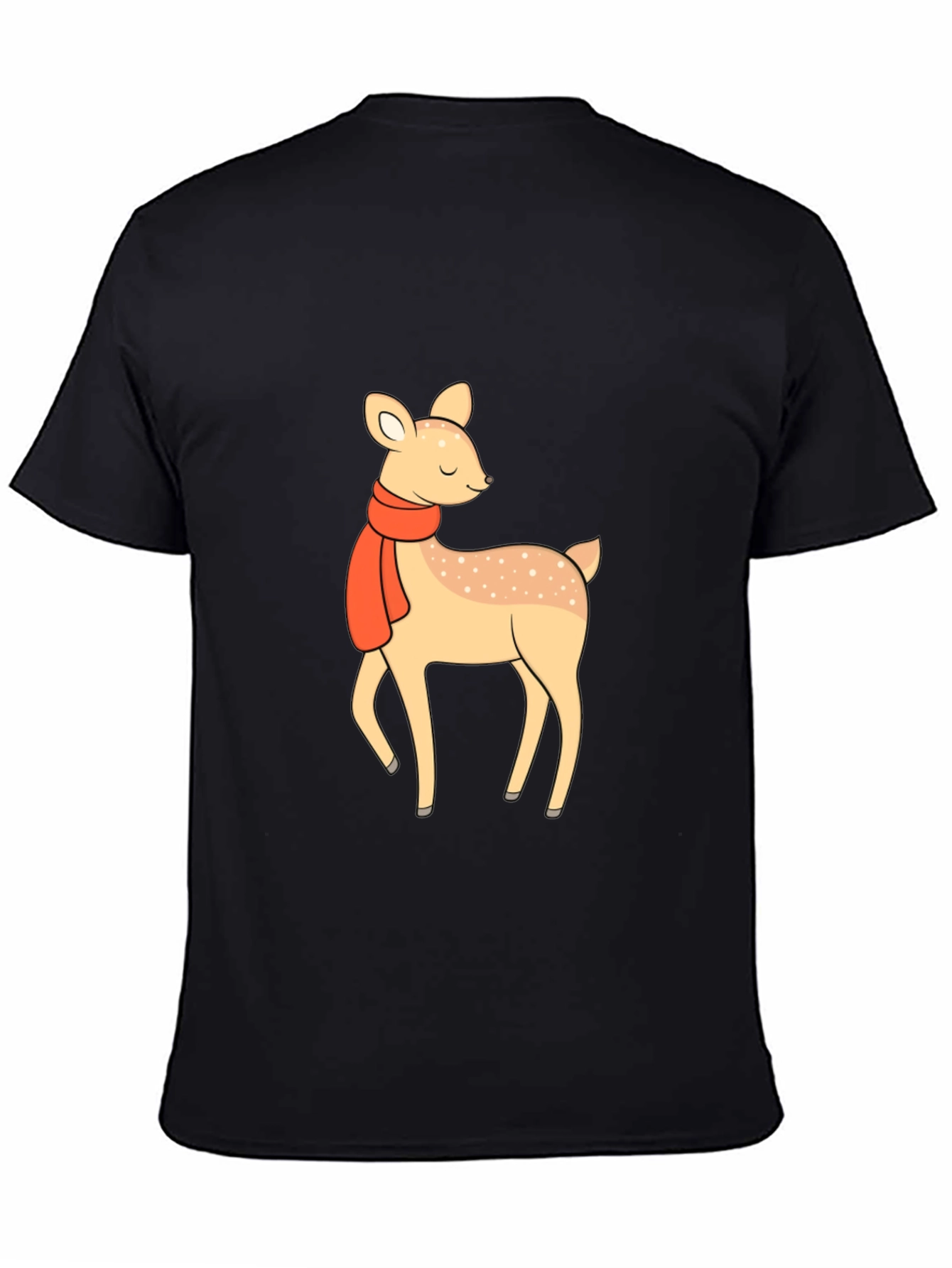 Cute Deer with Scarf Black Graphic Tee
