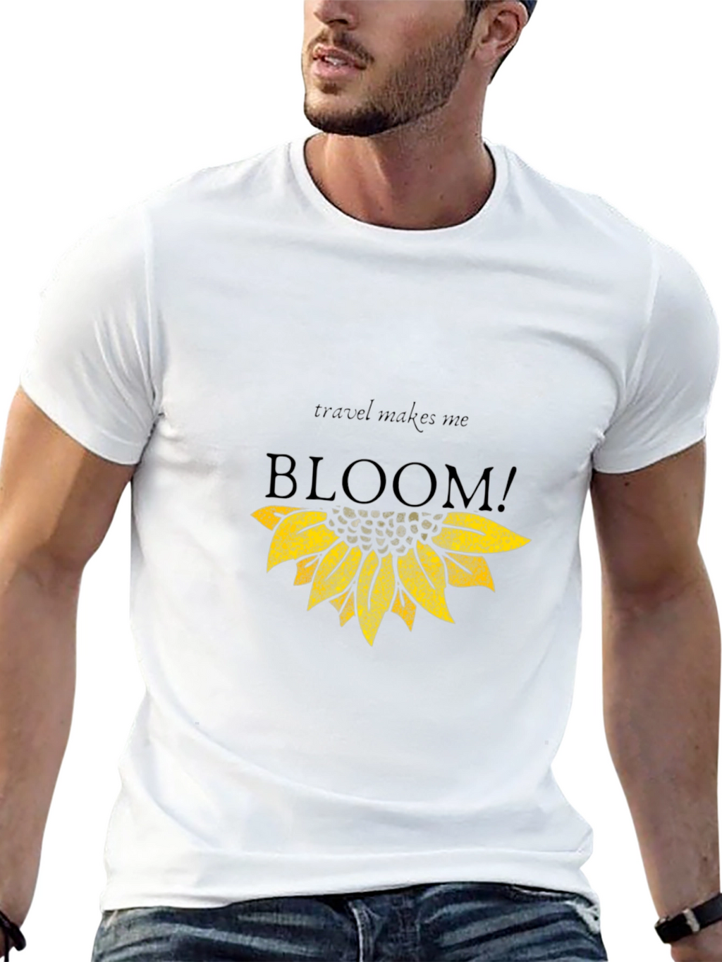 Travel Makes Me Bloom Black Graphic Tee