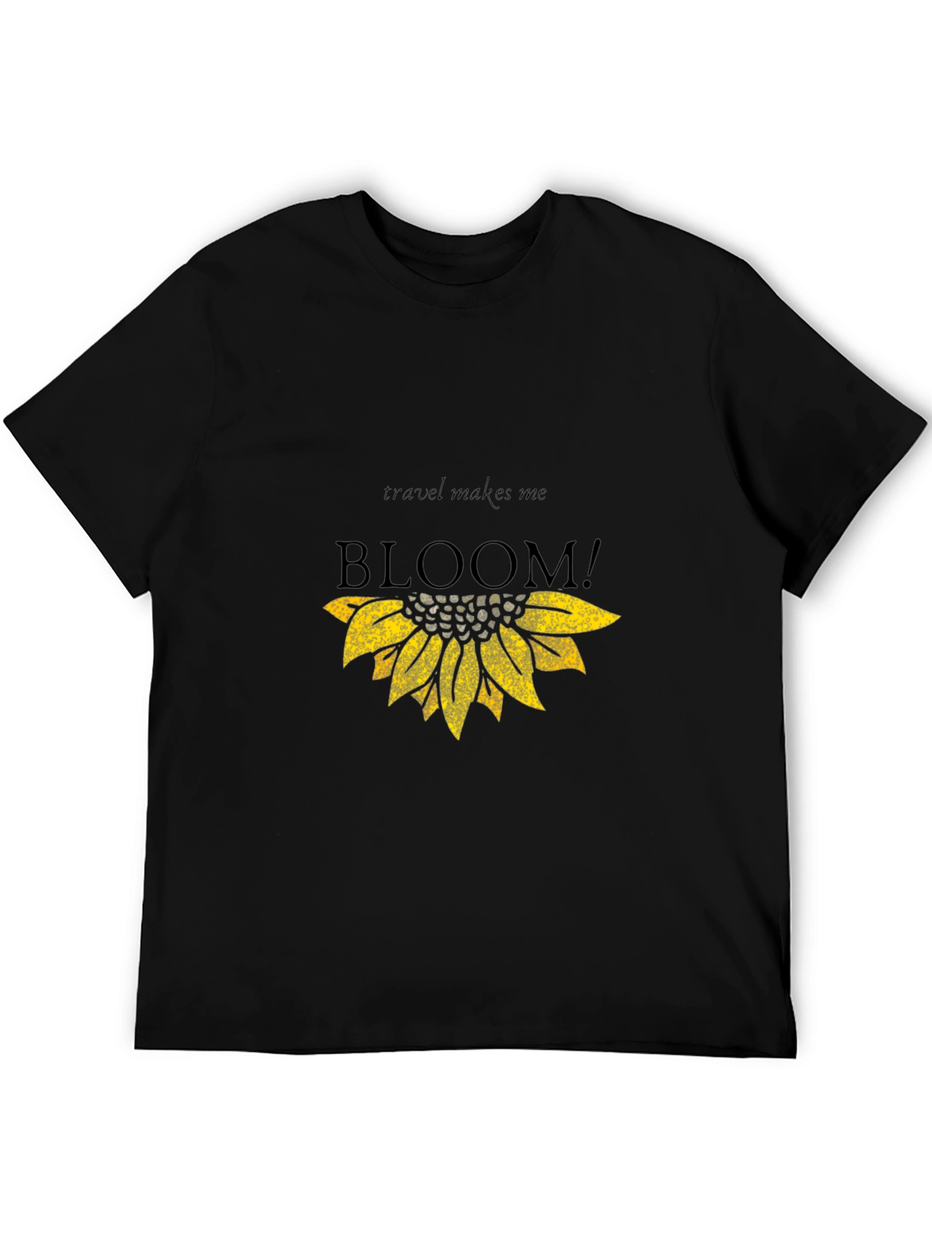 Travel Makes Me Bloom Black Graphic Tee