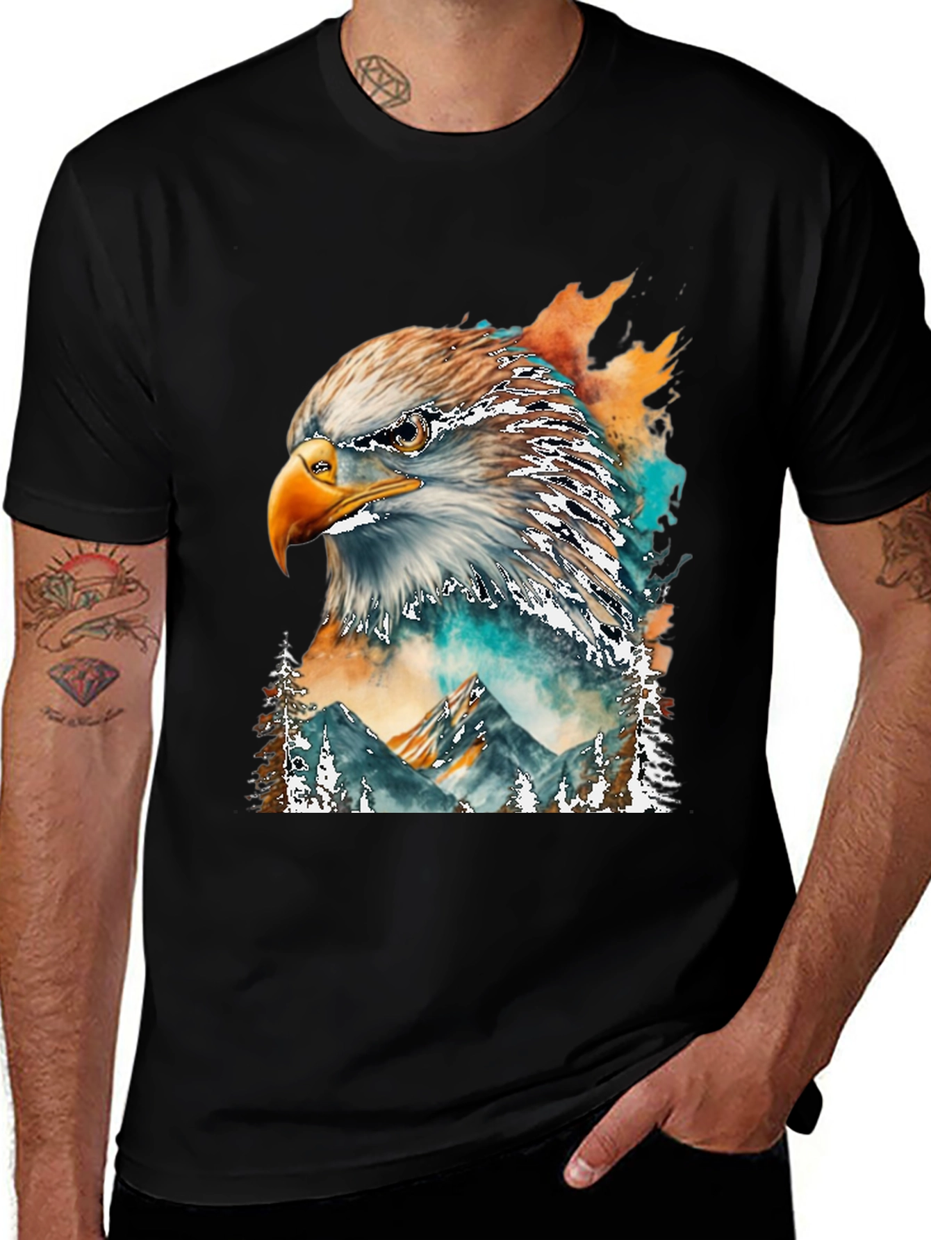 Eagle Mountain Watercolor Mens T-Shirt