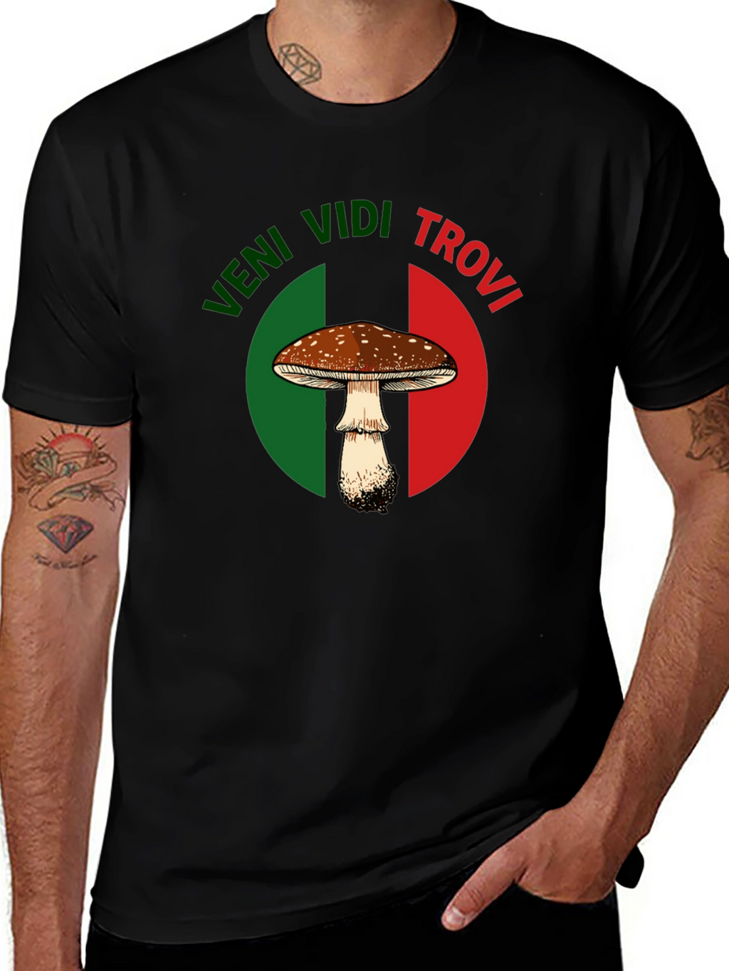 Veni Vidi Trovi Mushroom Graphic T-Shirt