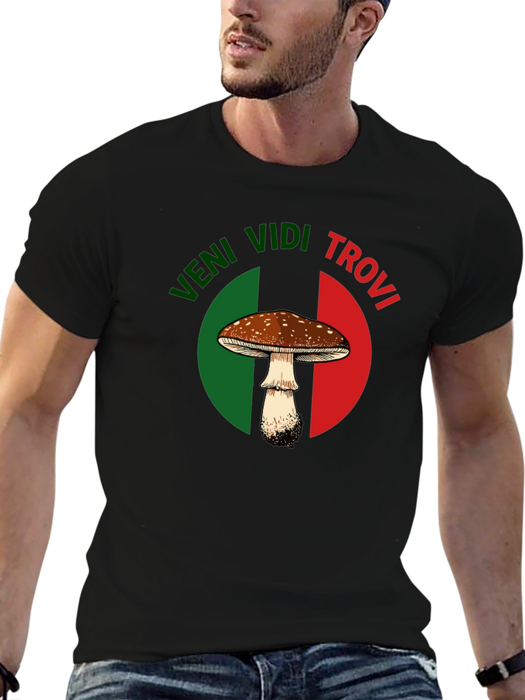 Veni Vidi Trovi Mushroom Graphic T-Shirt