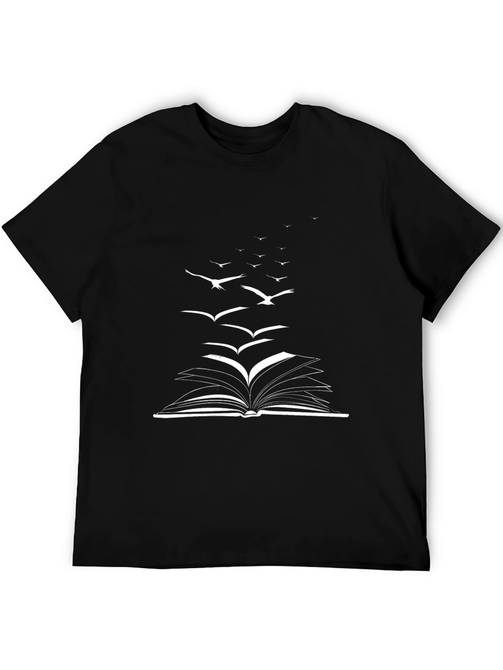 Book & Birds Graphic Tee - Black Cotton Blend