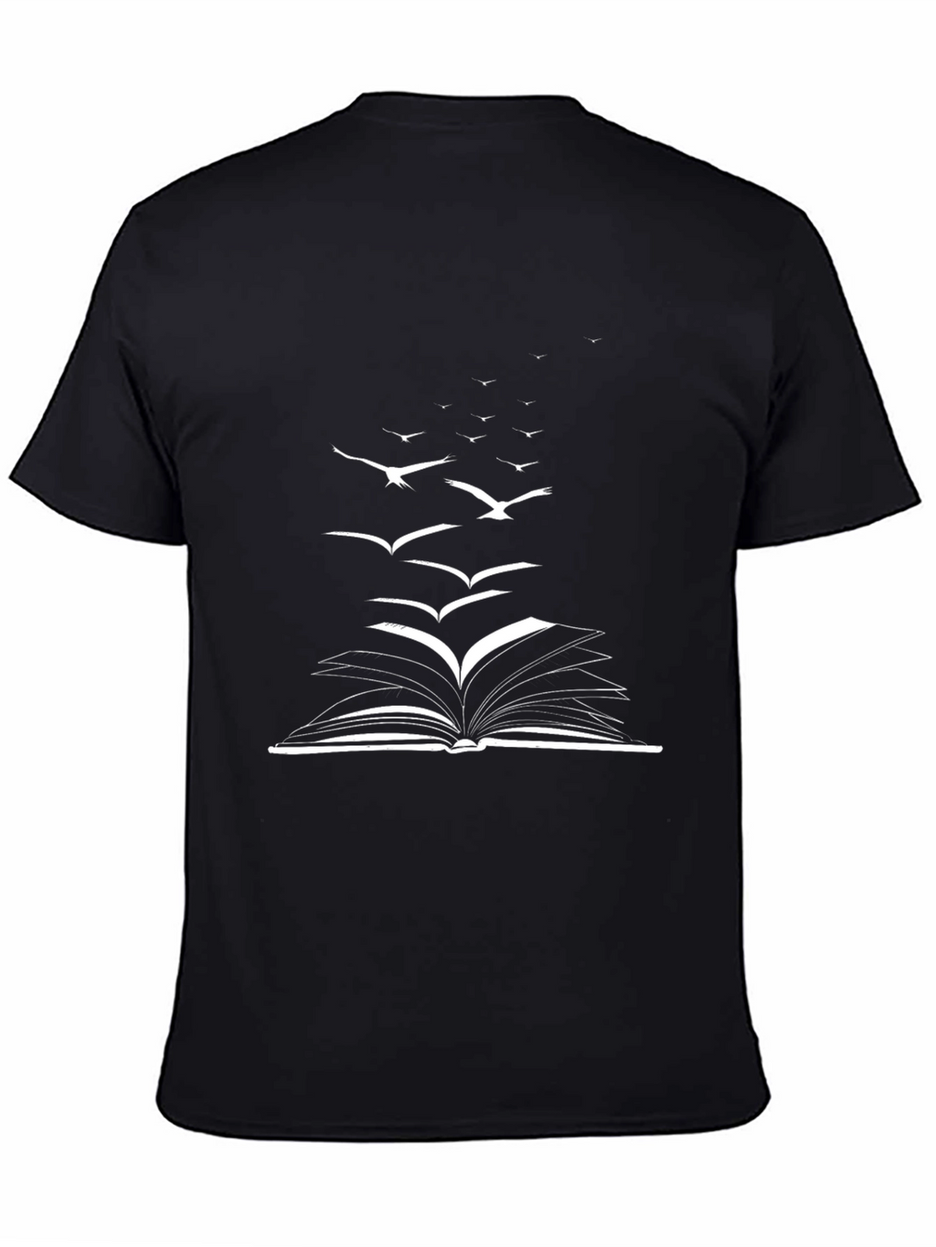 Book & Birds Graphic Tee - Black Cotton Blend