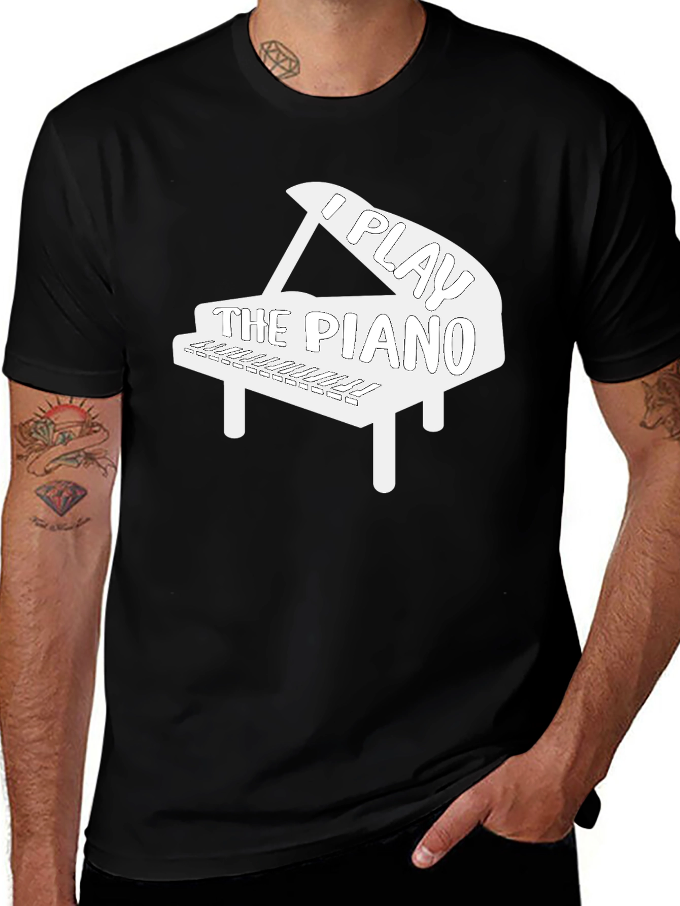 I Play The Piano Graphic Tee - Music Lover T-Shirt