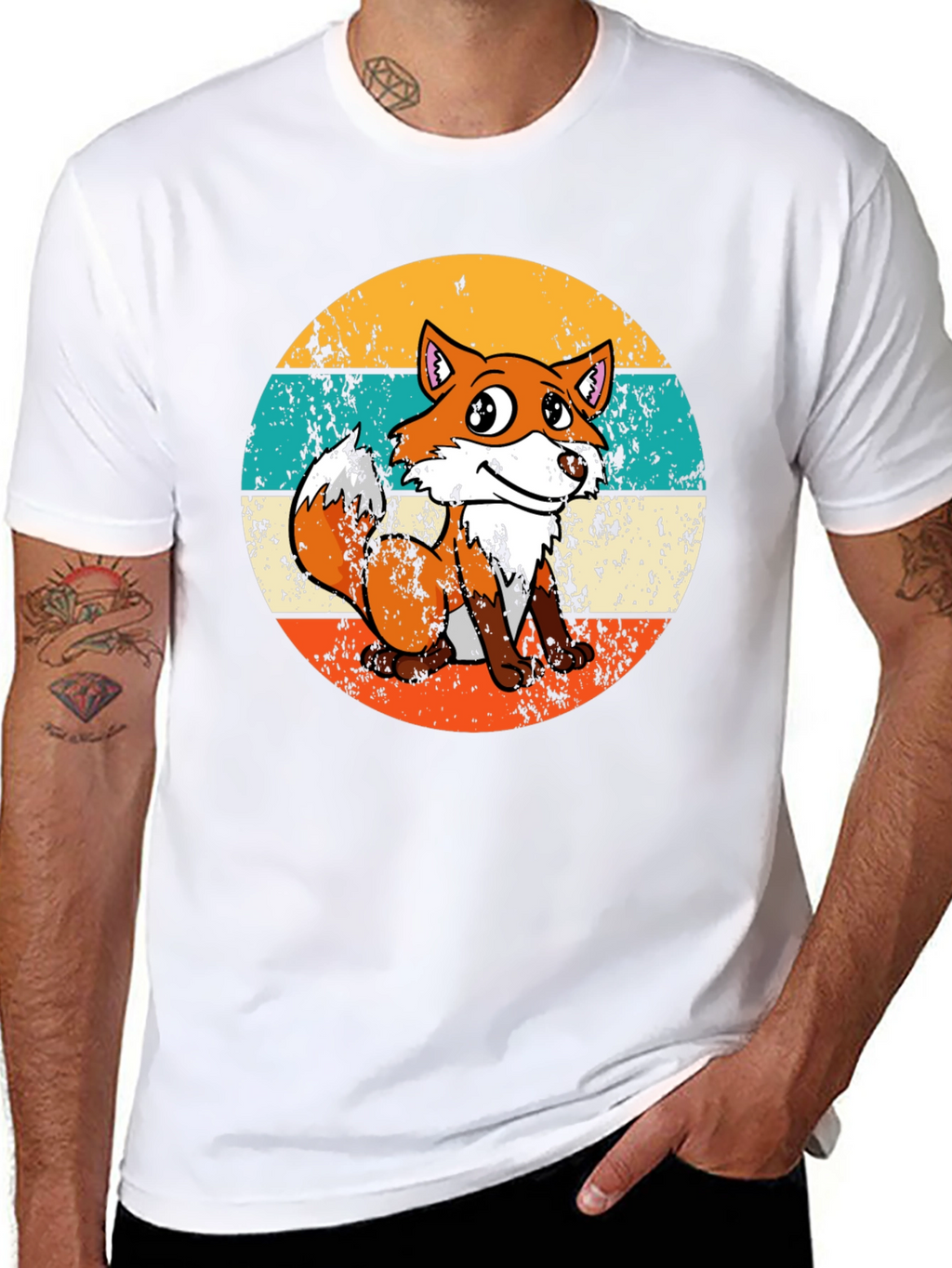 Retro Fox Graphic Tee - Unisex Black T-Shirt