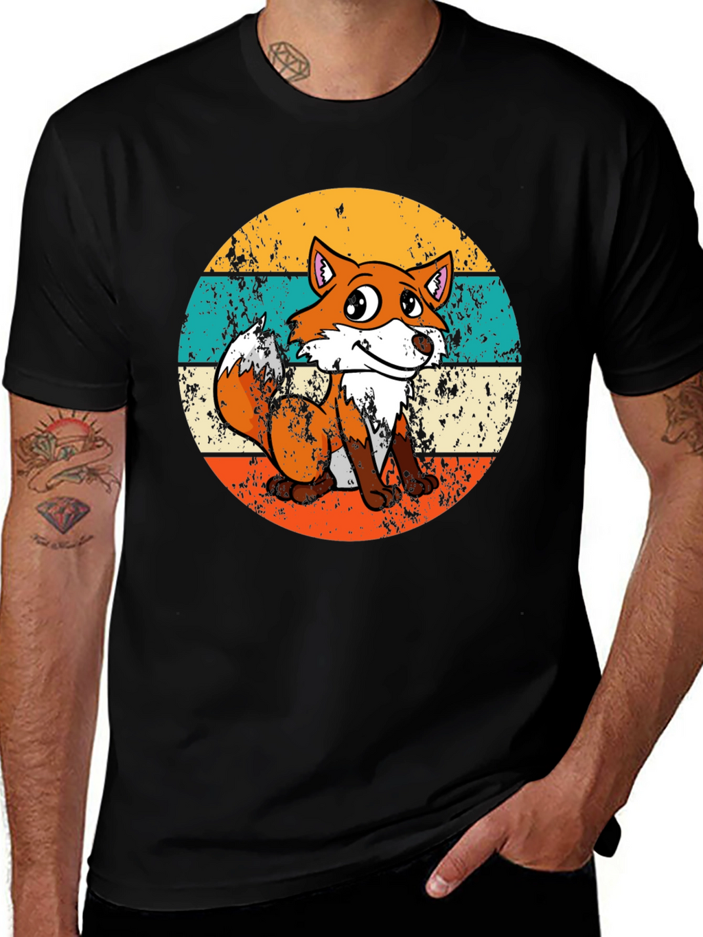 Retro Fox Graphic Tee - Unisex Black T-Shirt