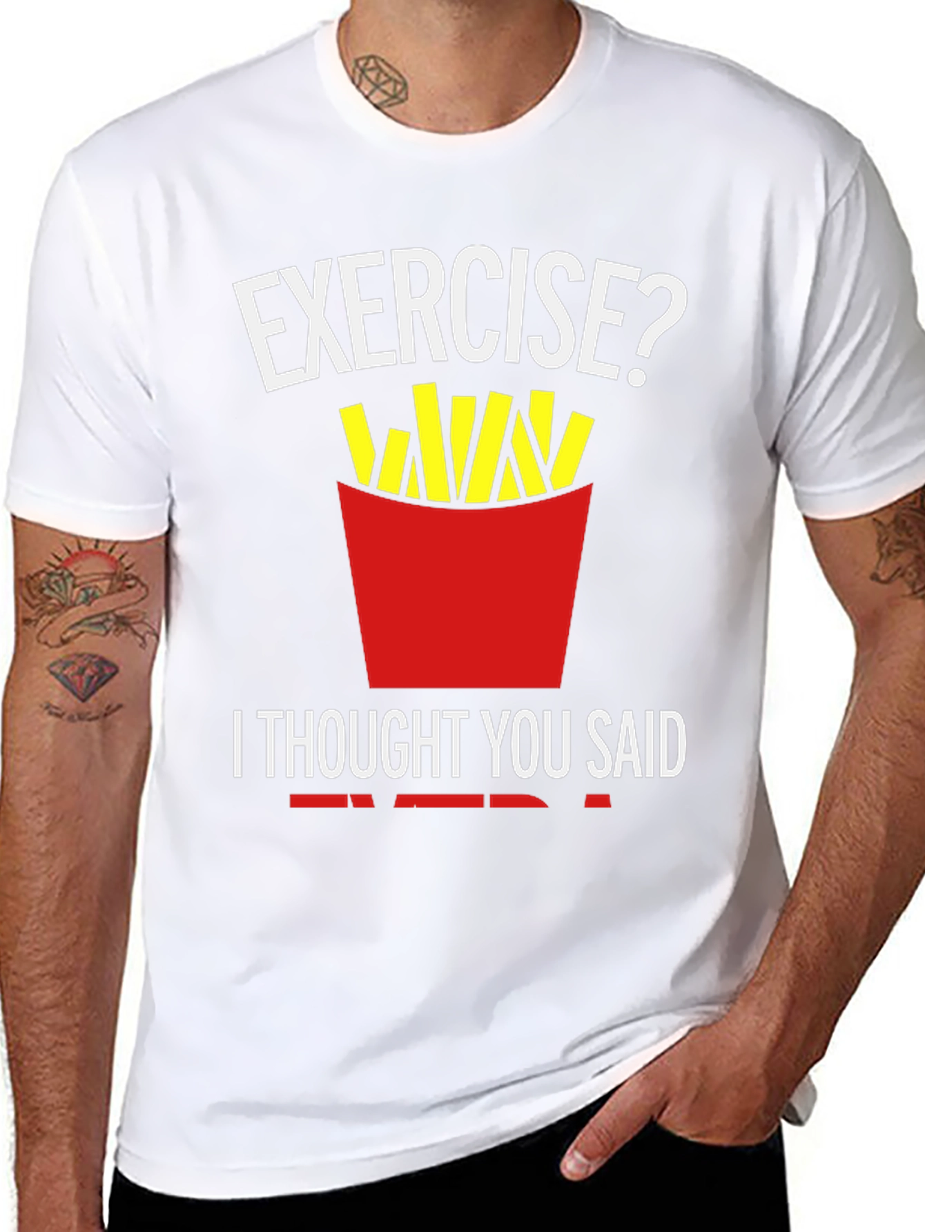 Exercise? Fries T-Shirt Funny Foodie Tee