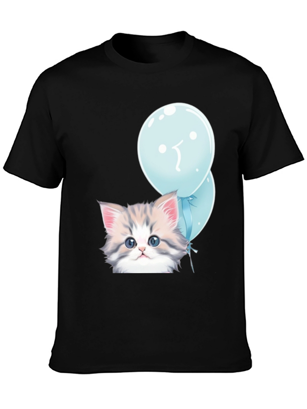 Cute Kitten with Balloons Graphic T-Shirt