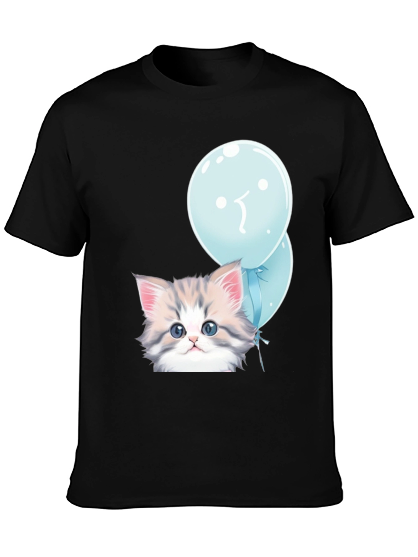 Cute Kitten with Balloons Graphic T-Shirt