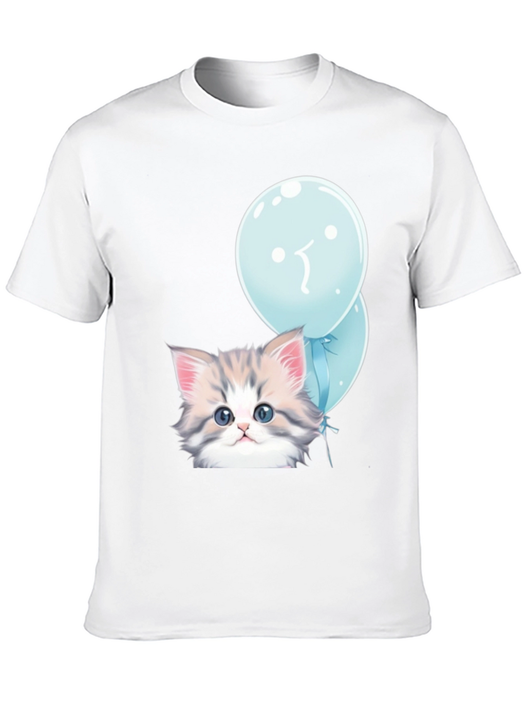 Cute Kitten with Balloons Graphic T-Shirt