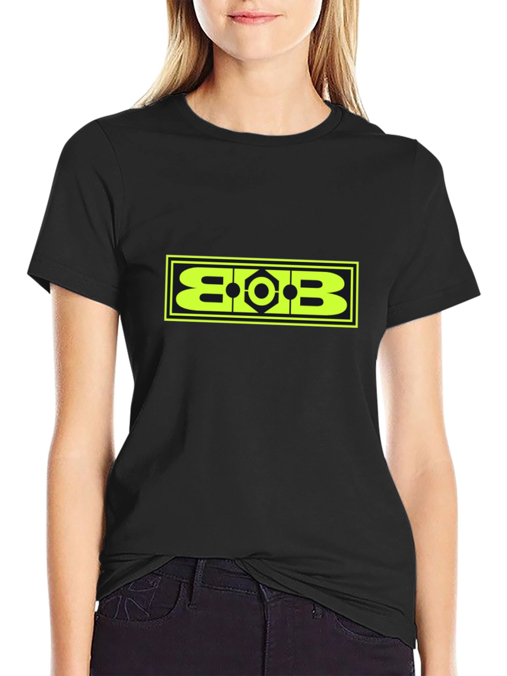 Geometric BOB Graphic Tee - Bold Black T-Shirt