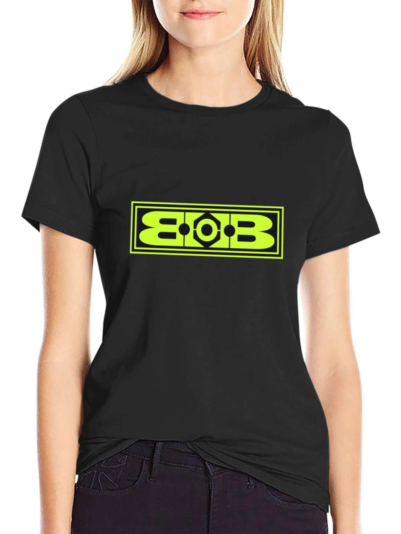 Geometric BOB Graphic Tee - Bold Black T-Shirt