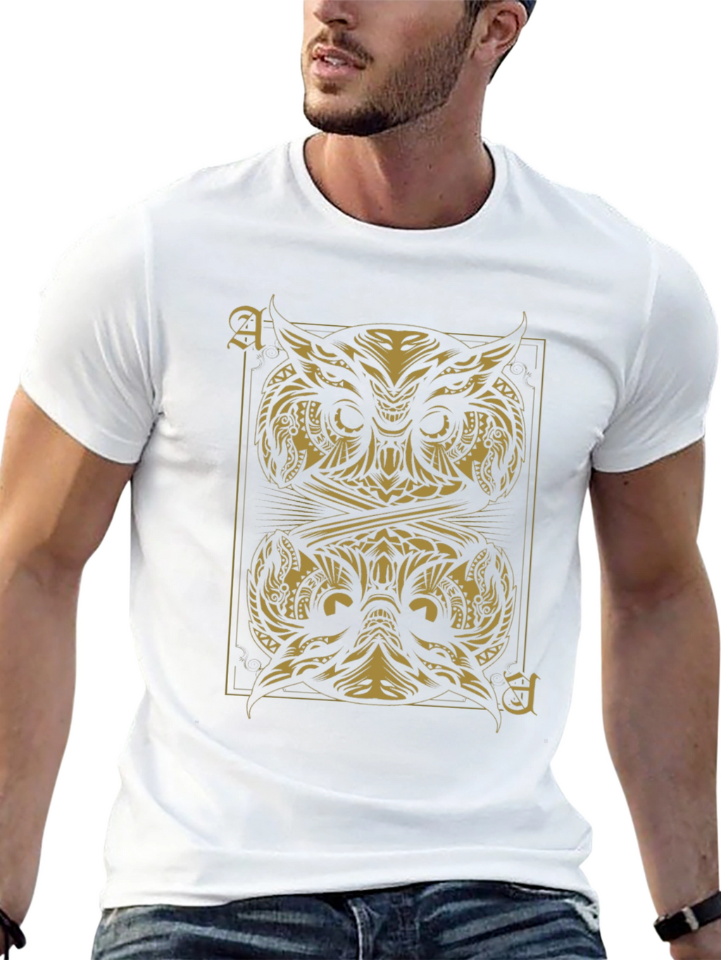 Ace of Owls Graphic Tee - Black Cotton T-Shirt