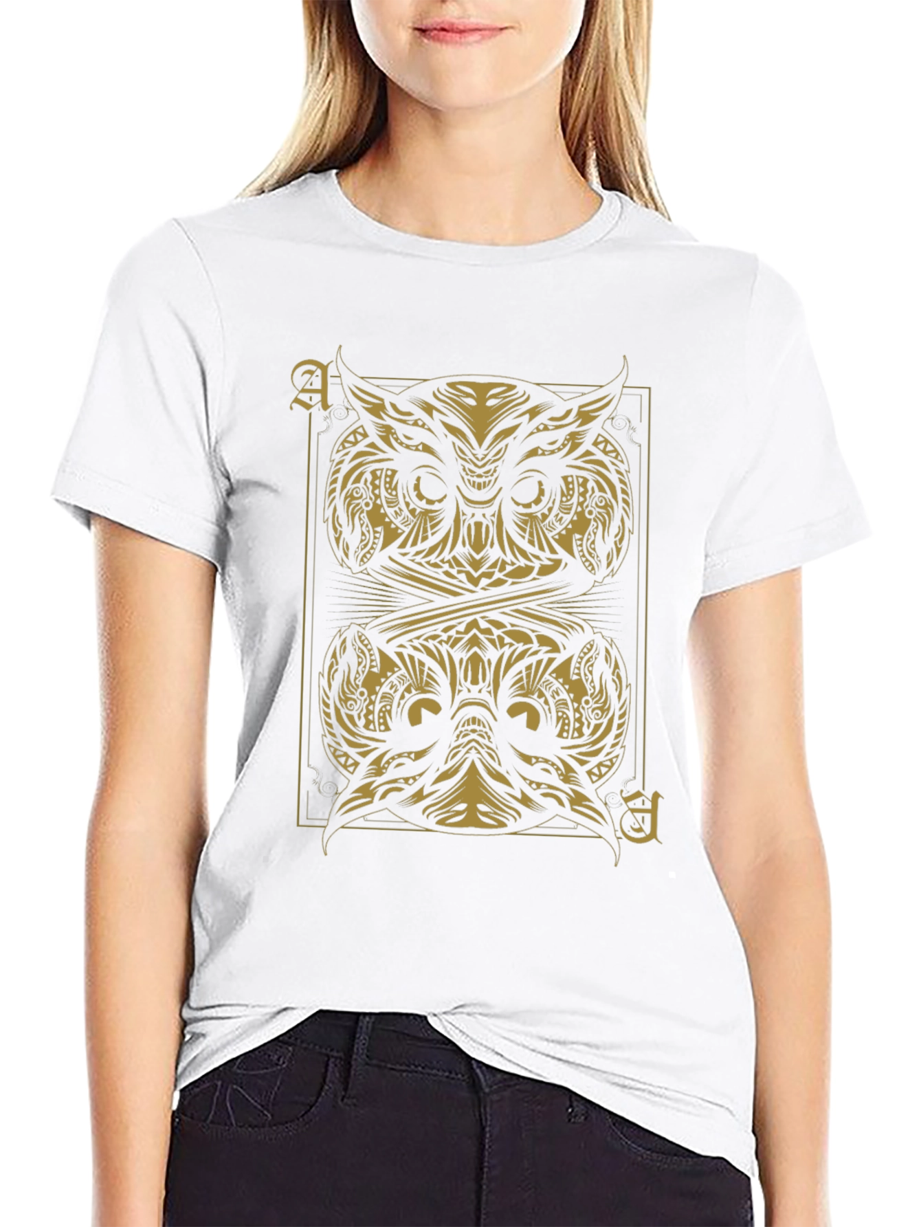 Ace of Owls Graphic Tee - Black Cotton T-Shirt