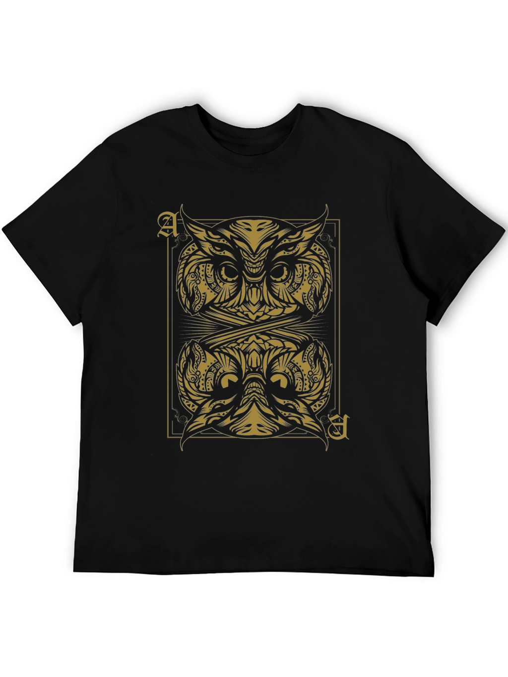 Ace of Owls Graphic Tee - Black Cotton T-Shirt