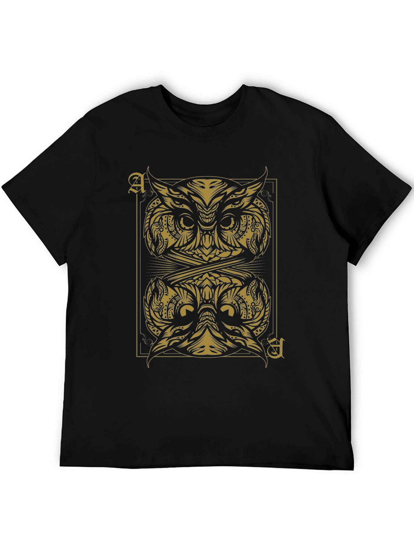 Ace of Owls Graphic Tee - Black Cotton T-Shirt