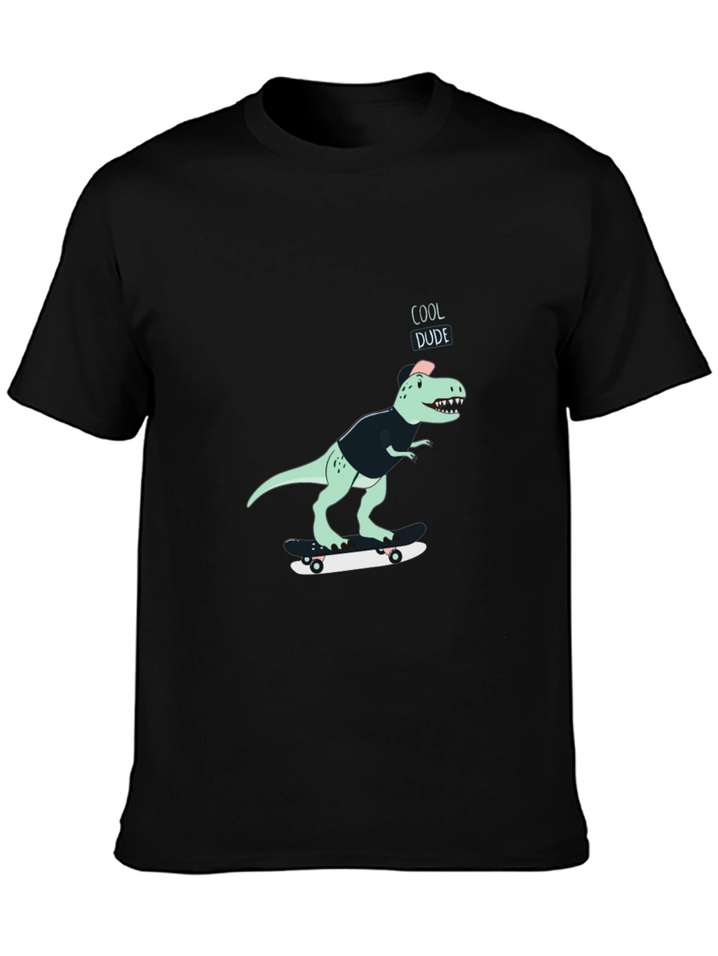 Cool Dude Dinosaur Skateboard Graphic T-Shirt