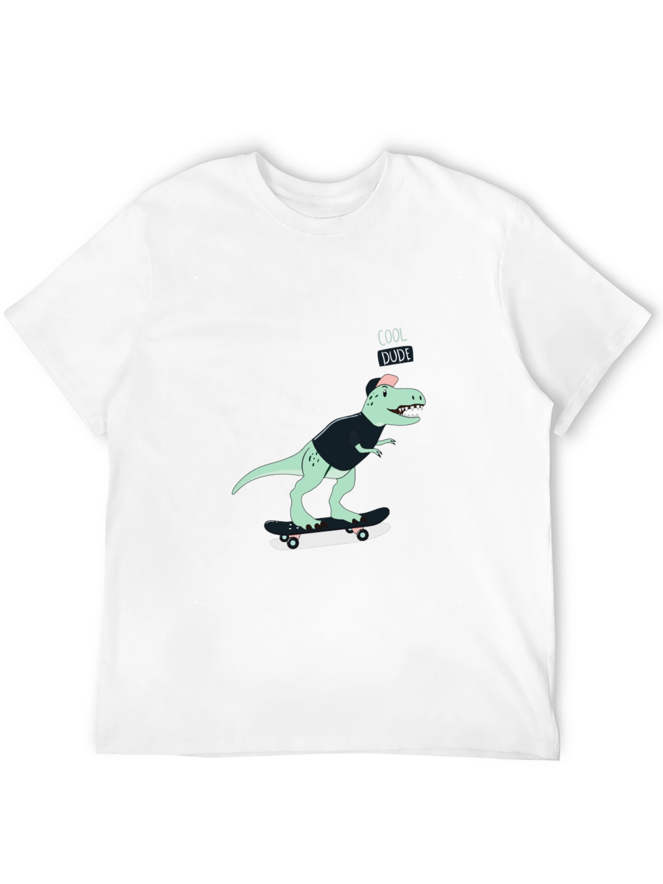 Cool Dude Dinosaur Skateboard Graphic T-Shirt