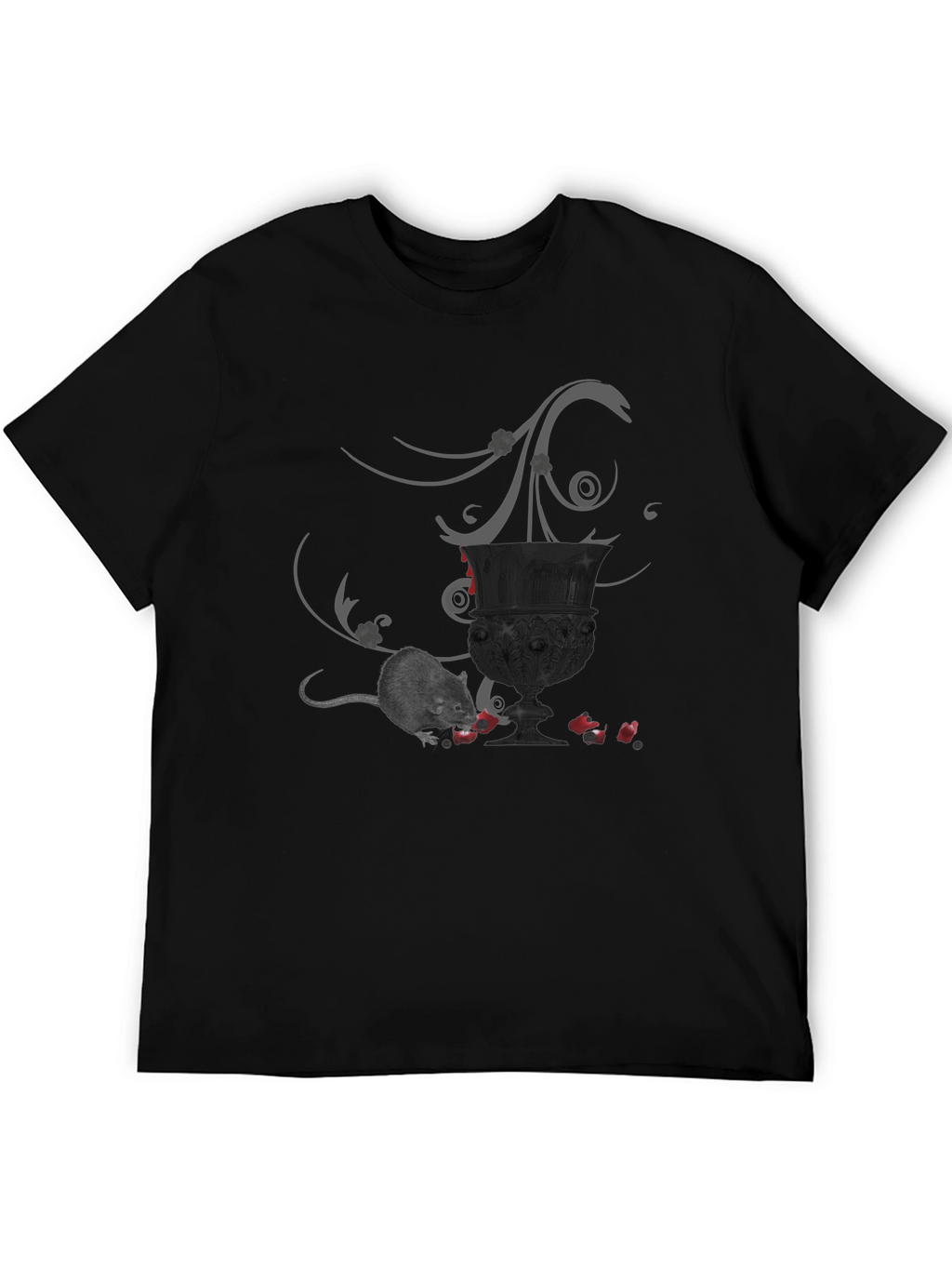 Whimsical Gothic T-Shirt with Mouse & Goblet Design