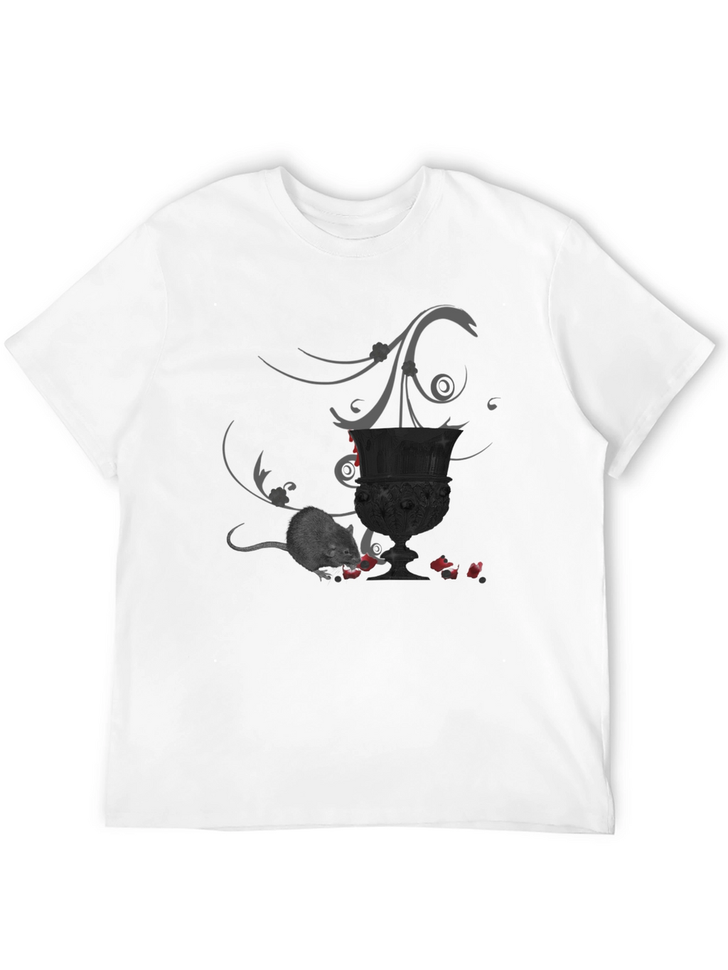Whimsical Gothic T-Shirt with Mouse & Goblet Design