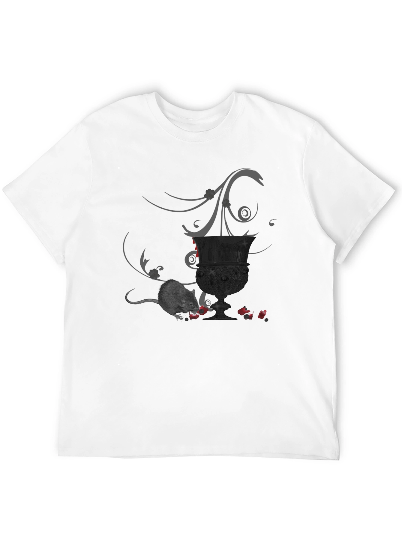 Whimsical Gothic T-Shirt with Mouse & Goblet Design