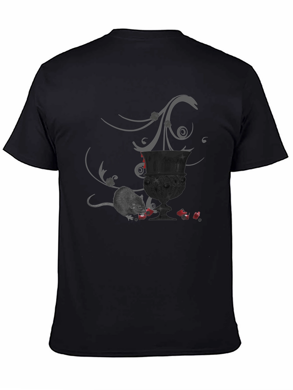 Whimsical Gothic T-Shirt with Mouse & Goblet Design