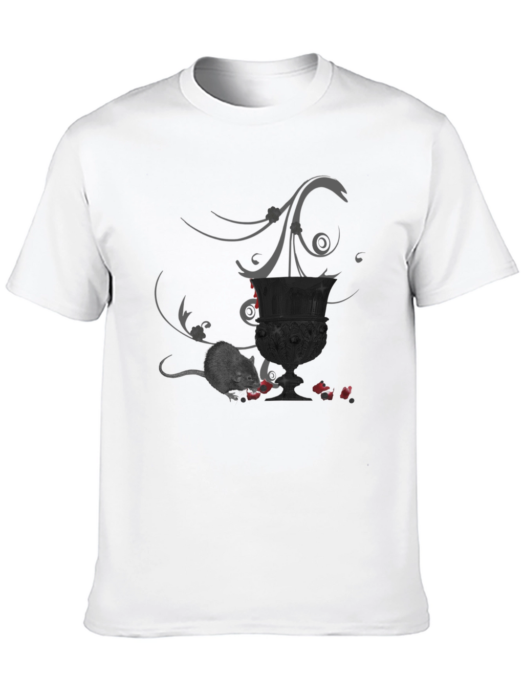 Whimsical Gothic T-Shirt with Mouse & Goblet Design