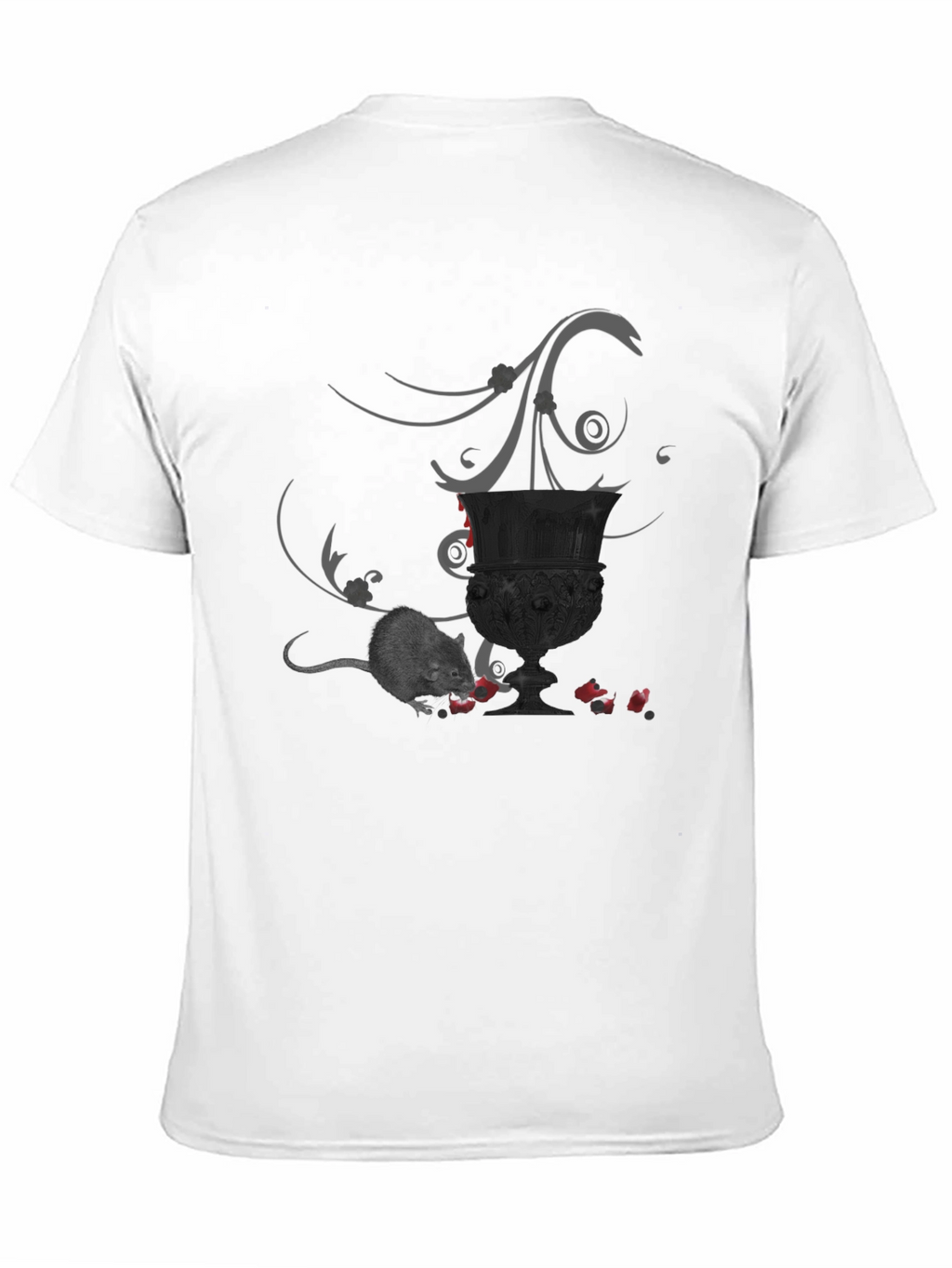 Whimsical Gothic T-Shirt with Mouse & Goblet Design