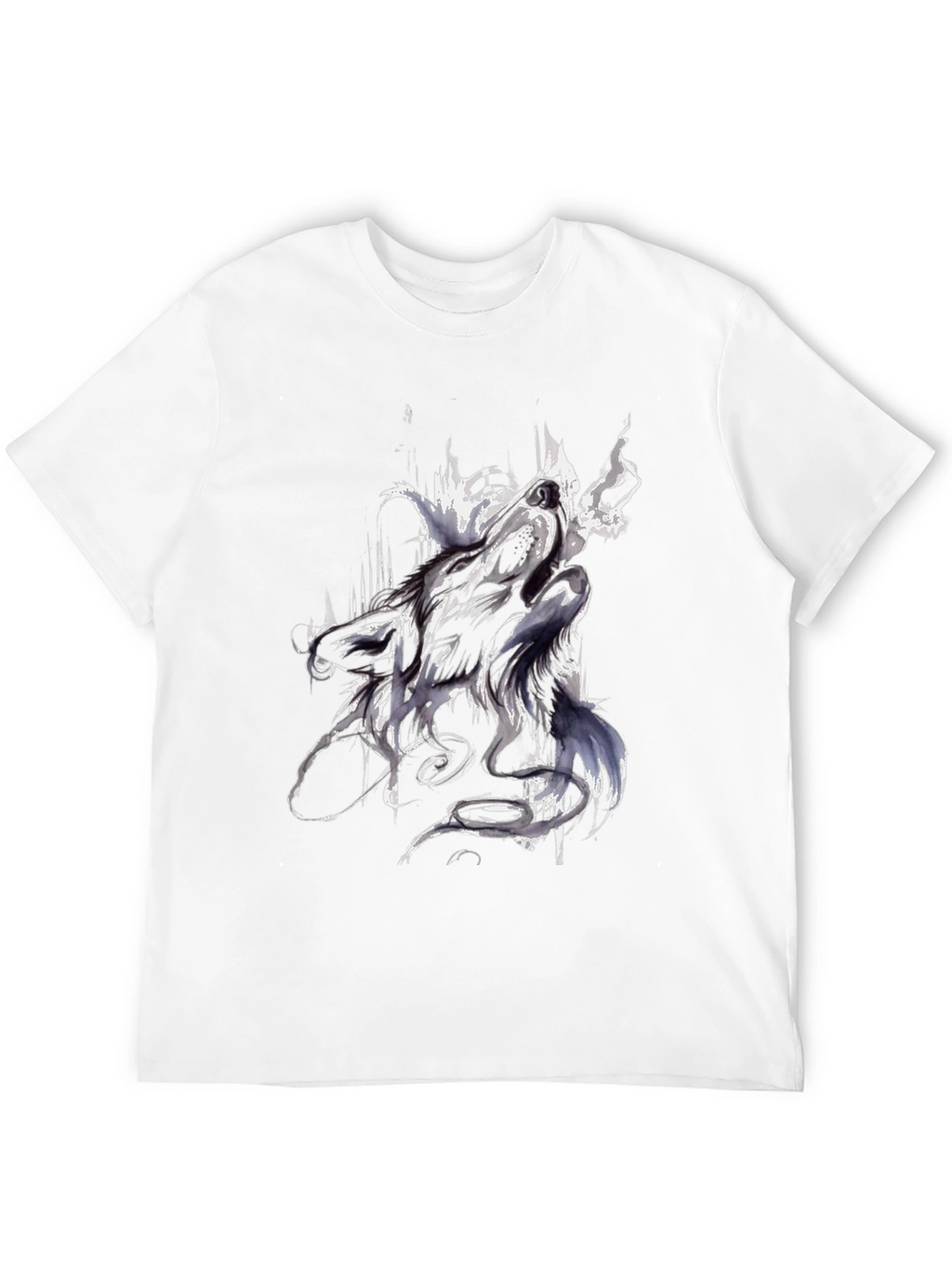 Abstract Wolf Graphic Black T-Shirt