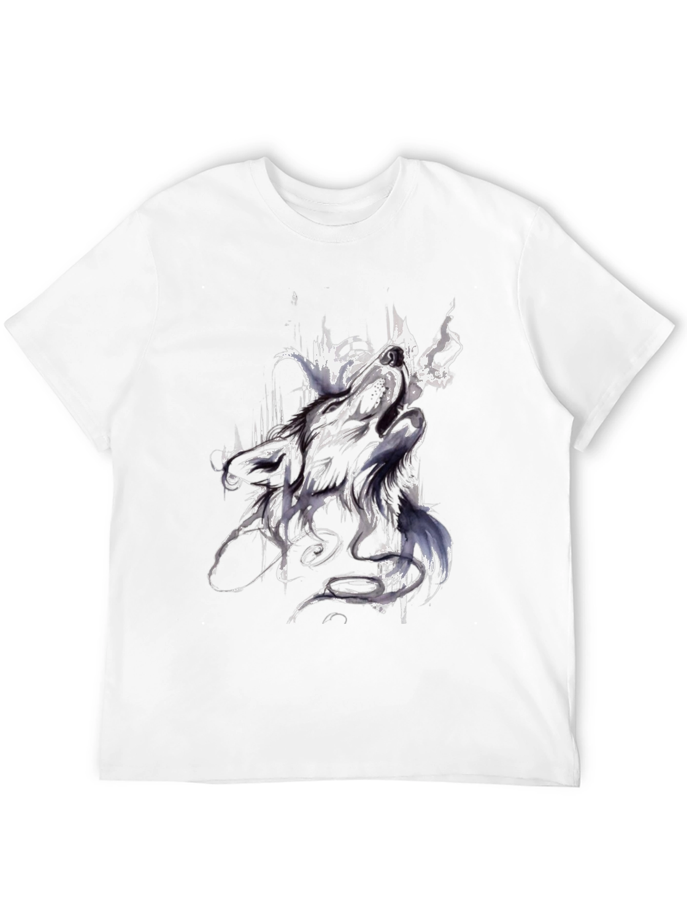 Abstract Wolf Graphic Black T-Shirt