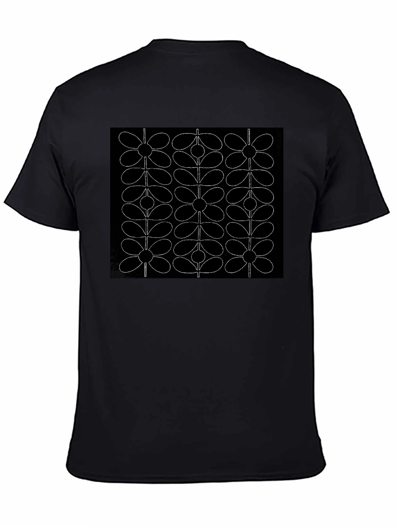 Retro Floral Pattern Black T-Shirt