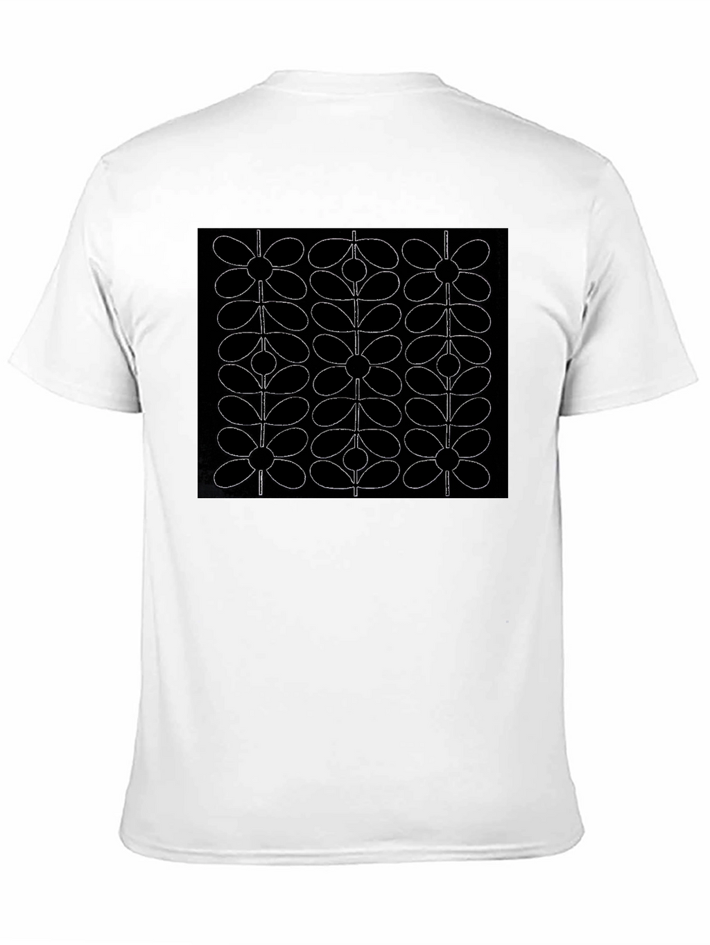 Retro Floral Pattern Black T-Shirt