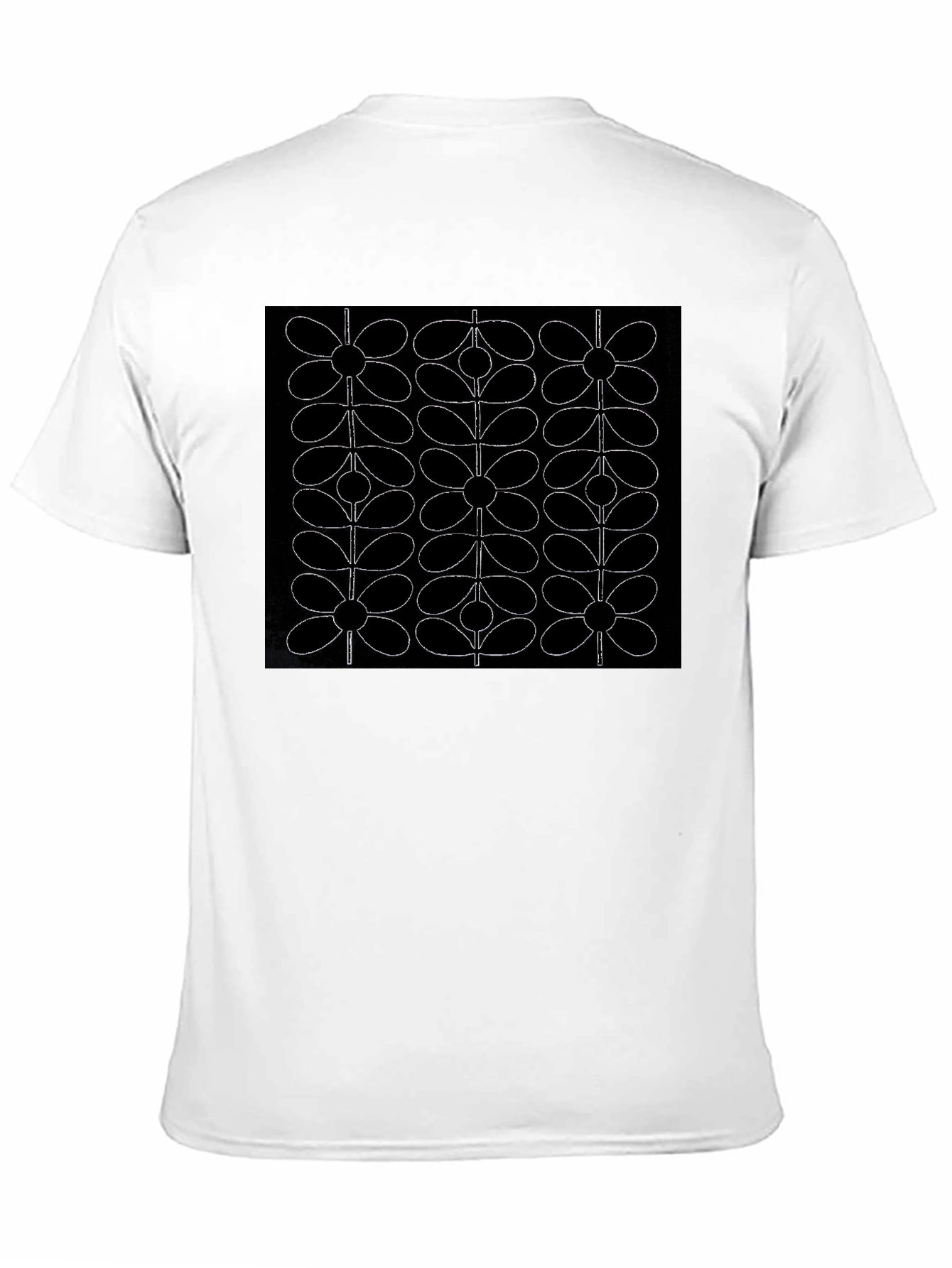 Retro Floral Pattern Black T-Shirt