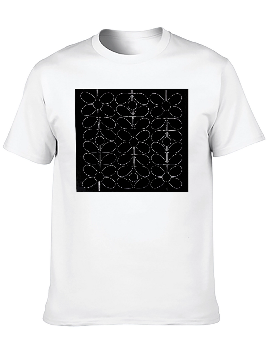 Retro Floral Pattern Black T-Shirt