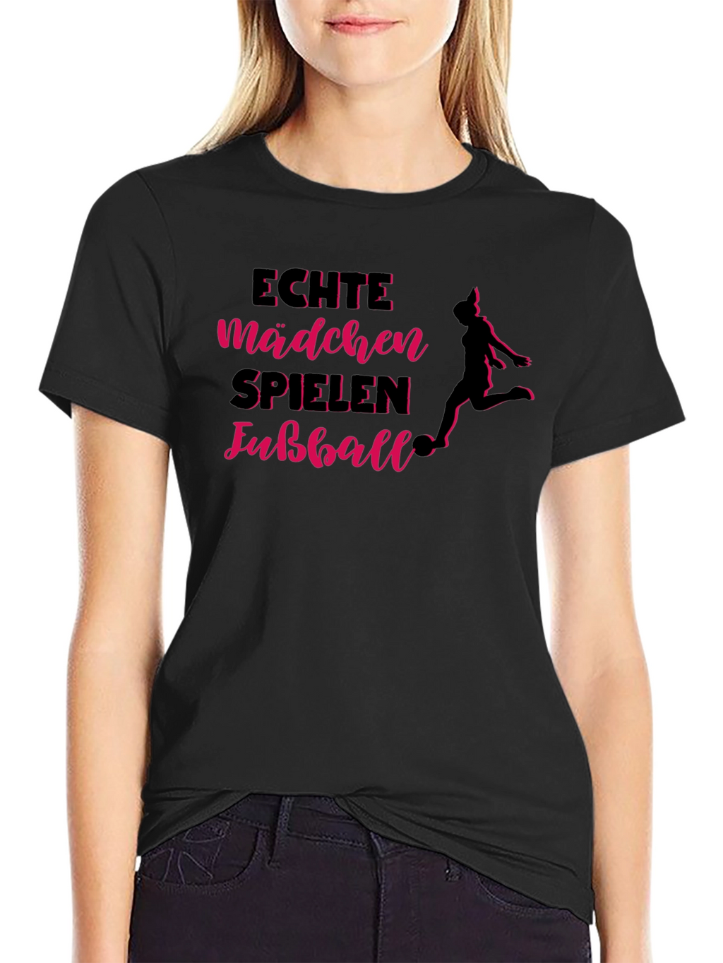 Echte Mädchen Spielen Fußball T-Shirt