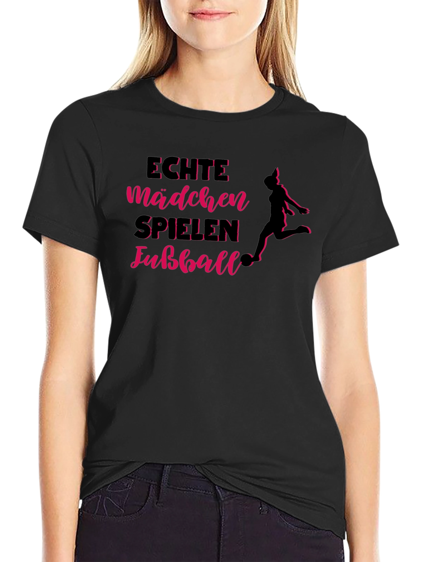 Echte Mädchen Spielen Fußball T-Shirt