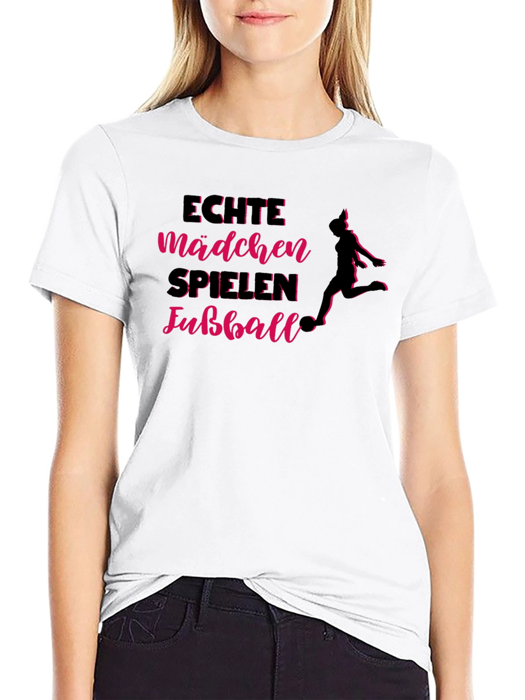 Echte Mädchen Spielen Fußball T-Shirt