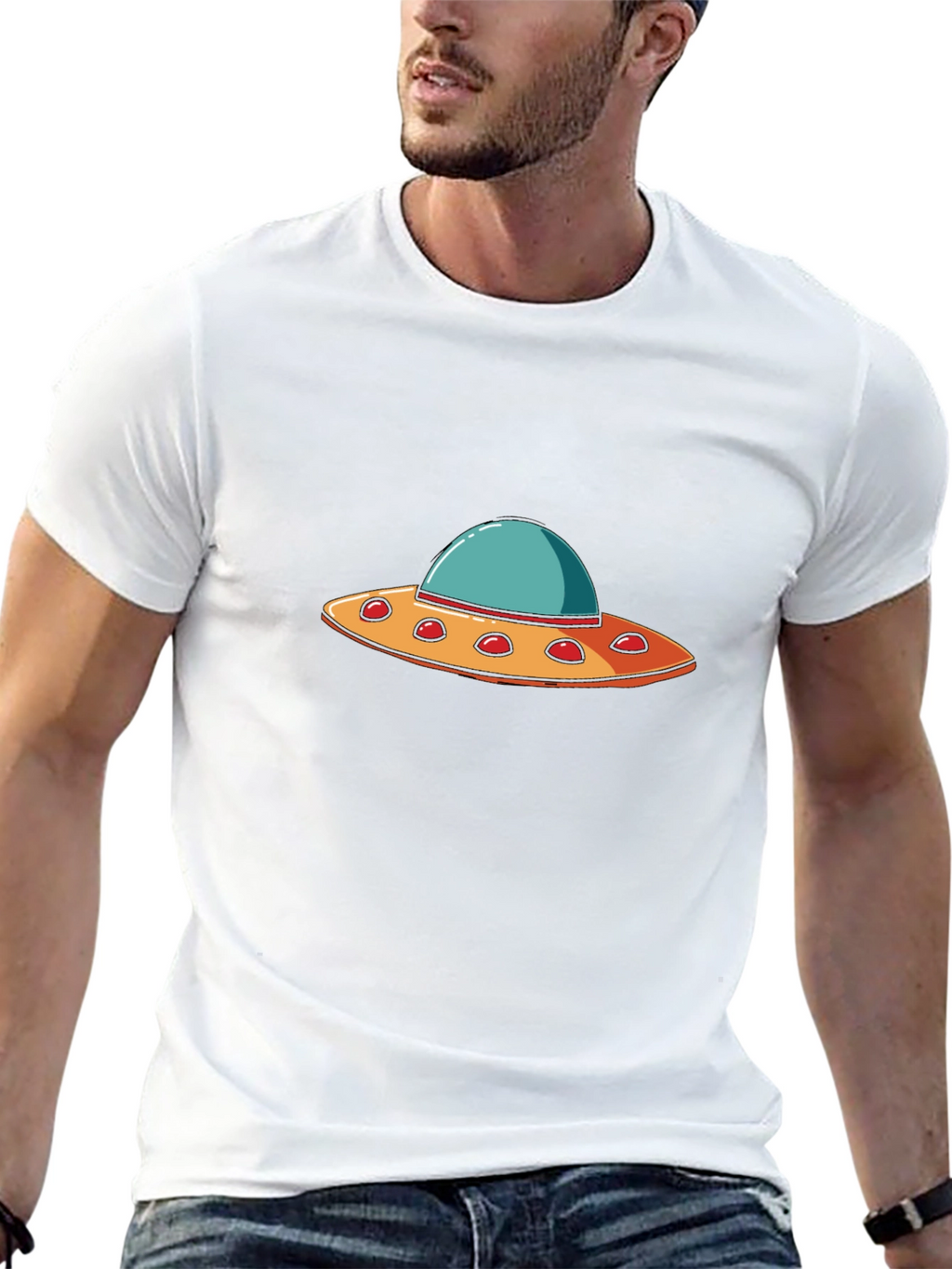 UFO Graphic T-Shirt - Black Crew Neck Tee
