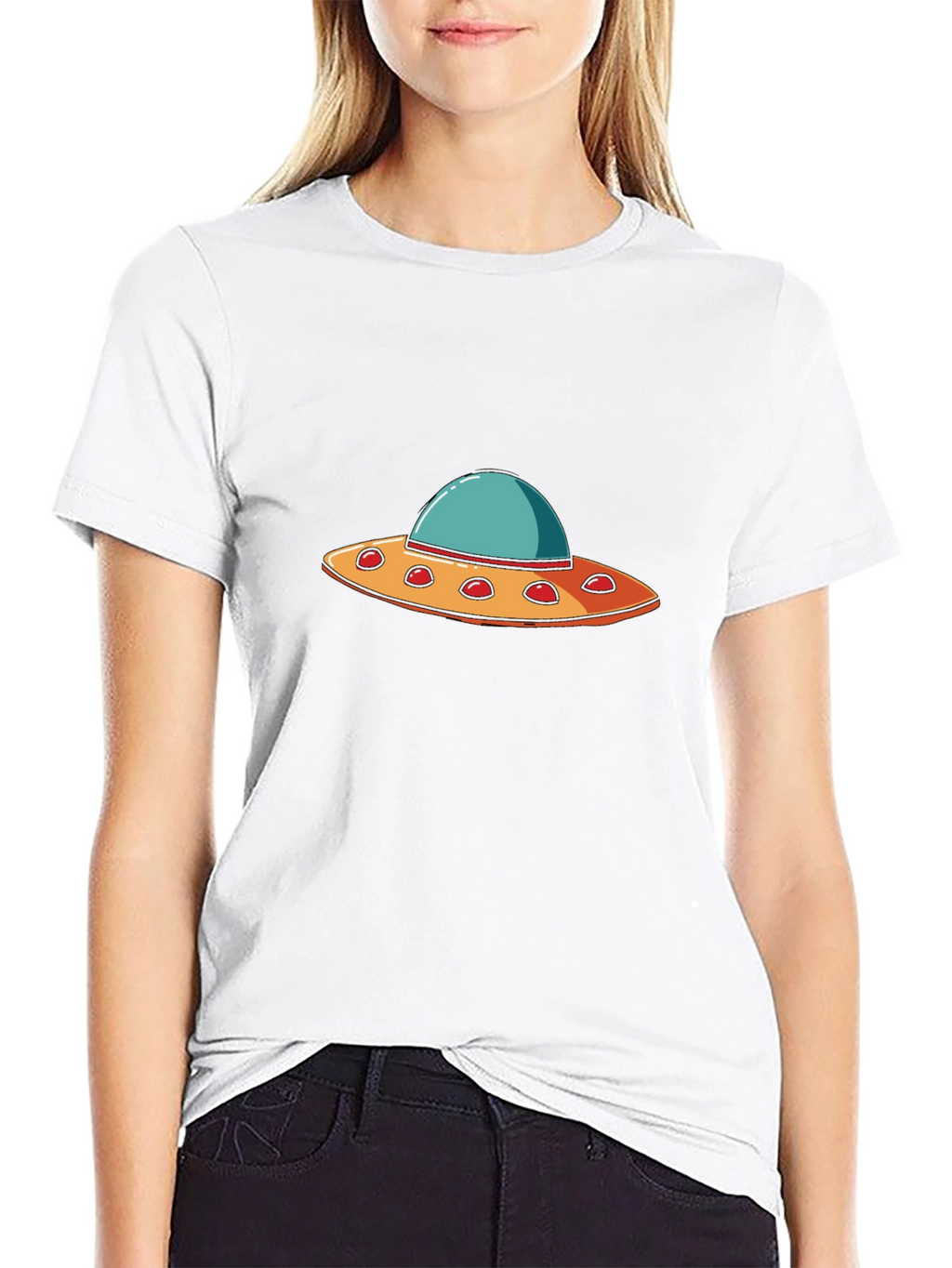 UFO Graphic T-Shirt - Black Crew Neck Tee