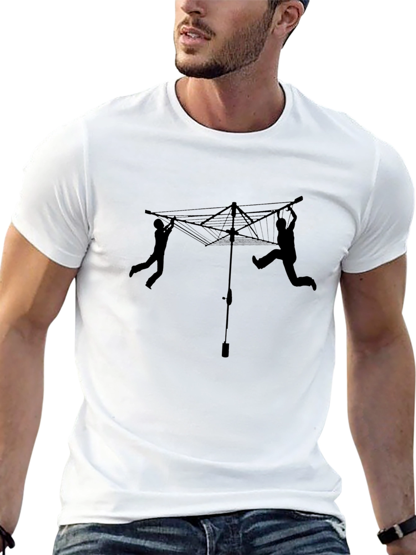 Funny Clothesline T-Shirt - Black Humor Tee