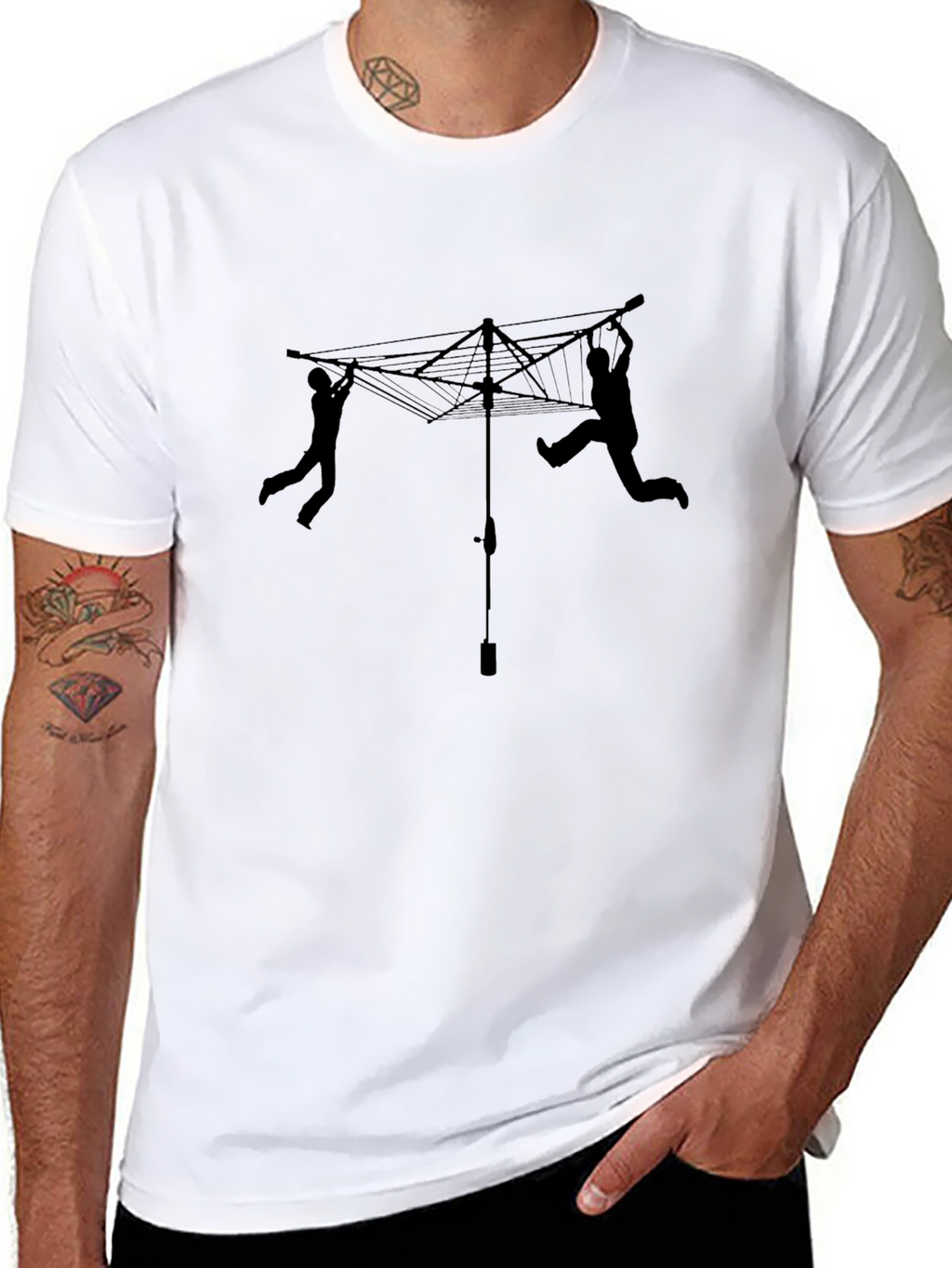Funny Clothesline T-Shirt - Black Humor Tee