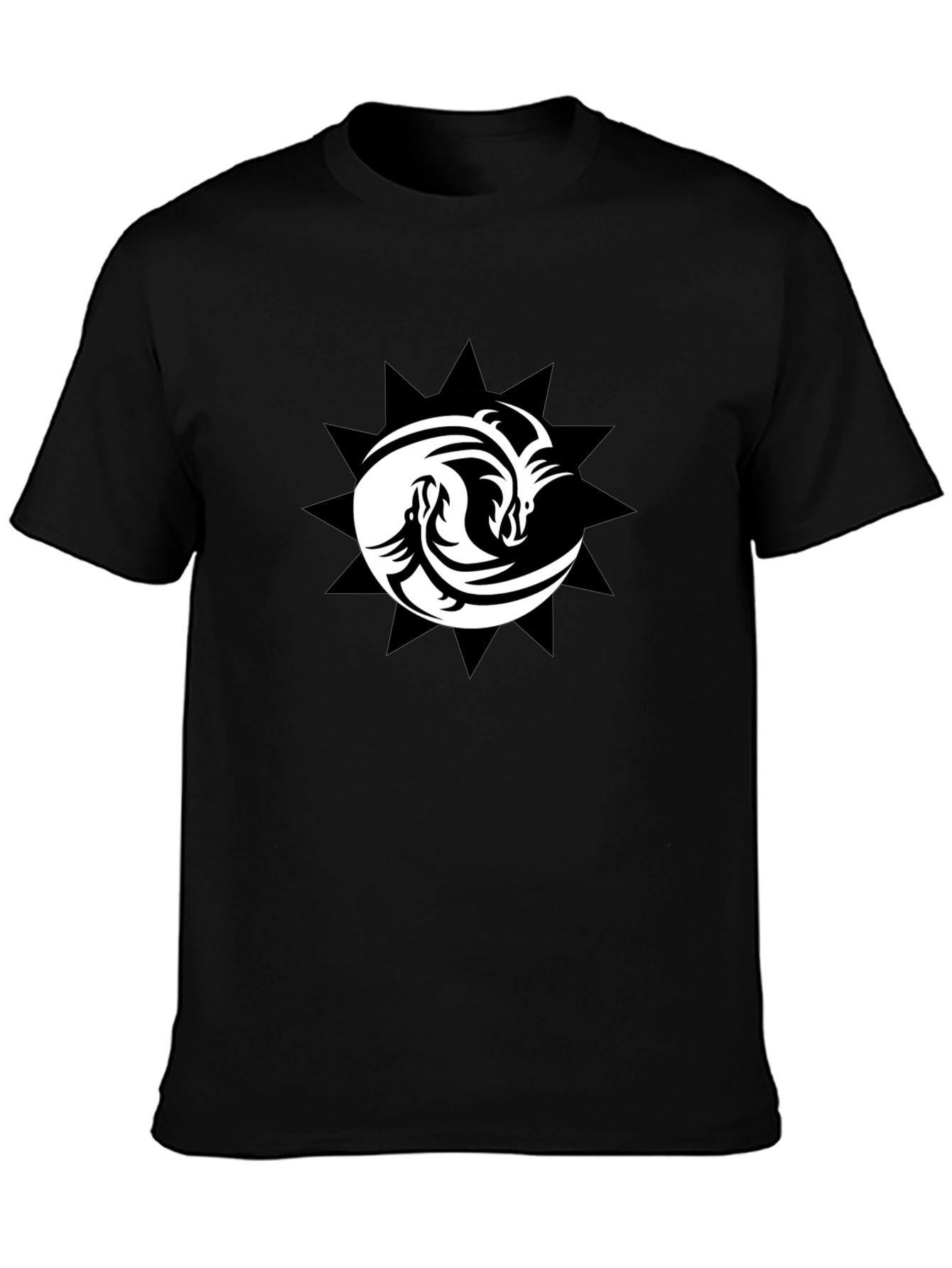 Yin Yang Dragons Black T-Shirt