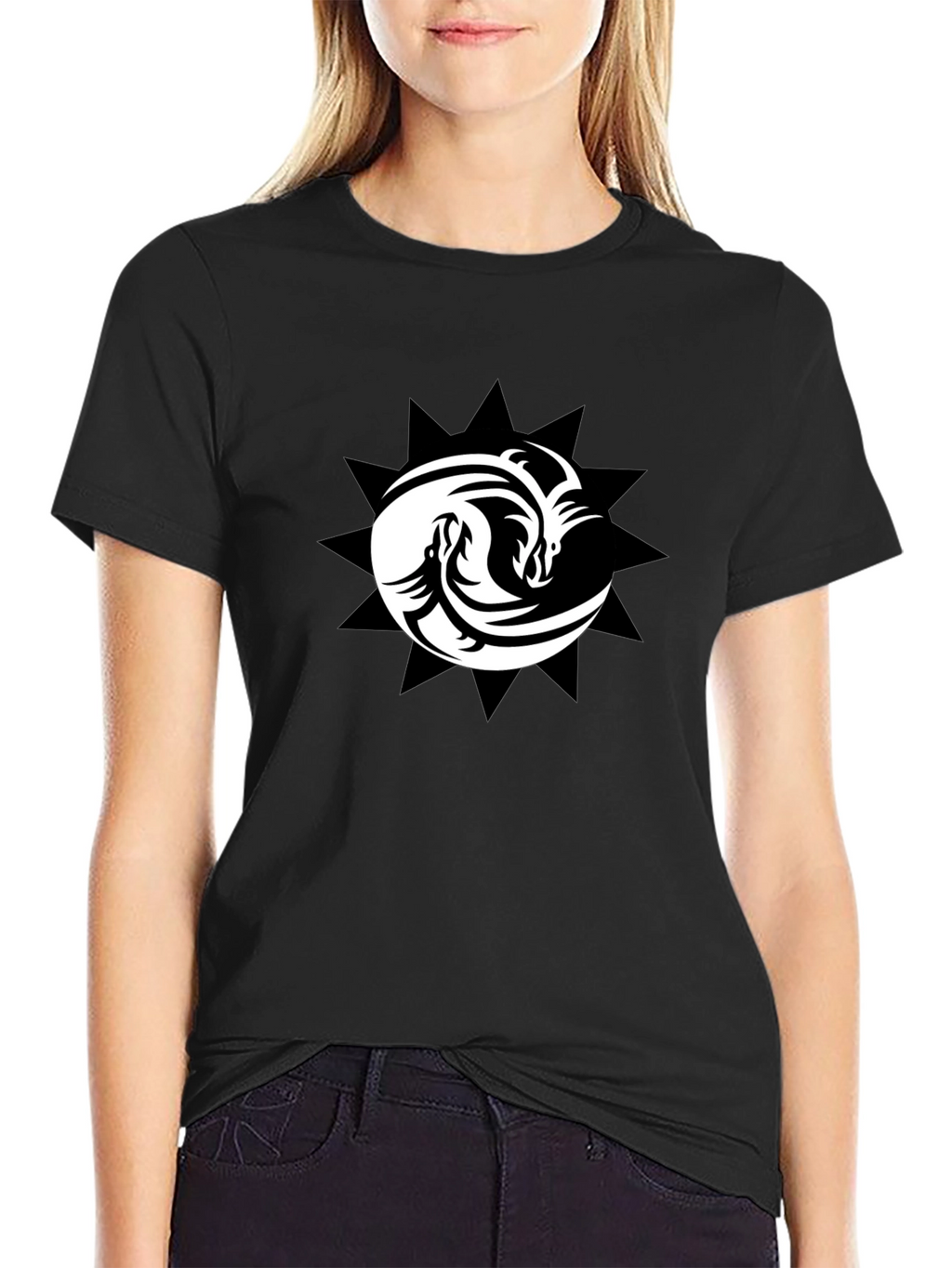 Yin Yang Dragons Black T-Shirt